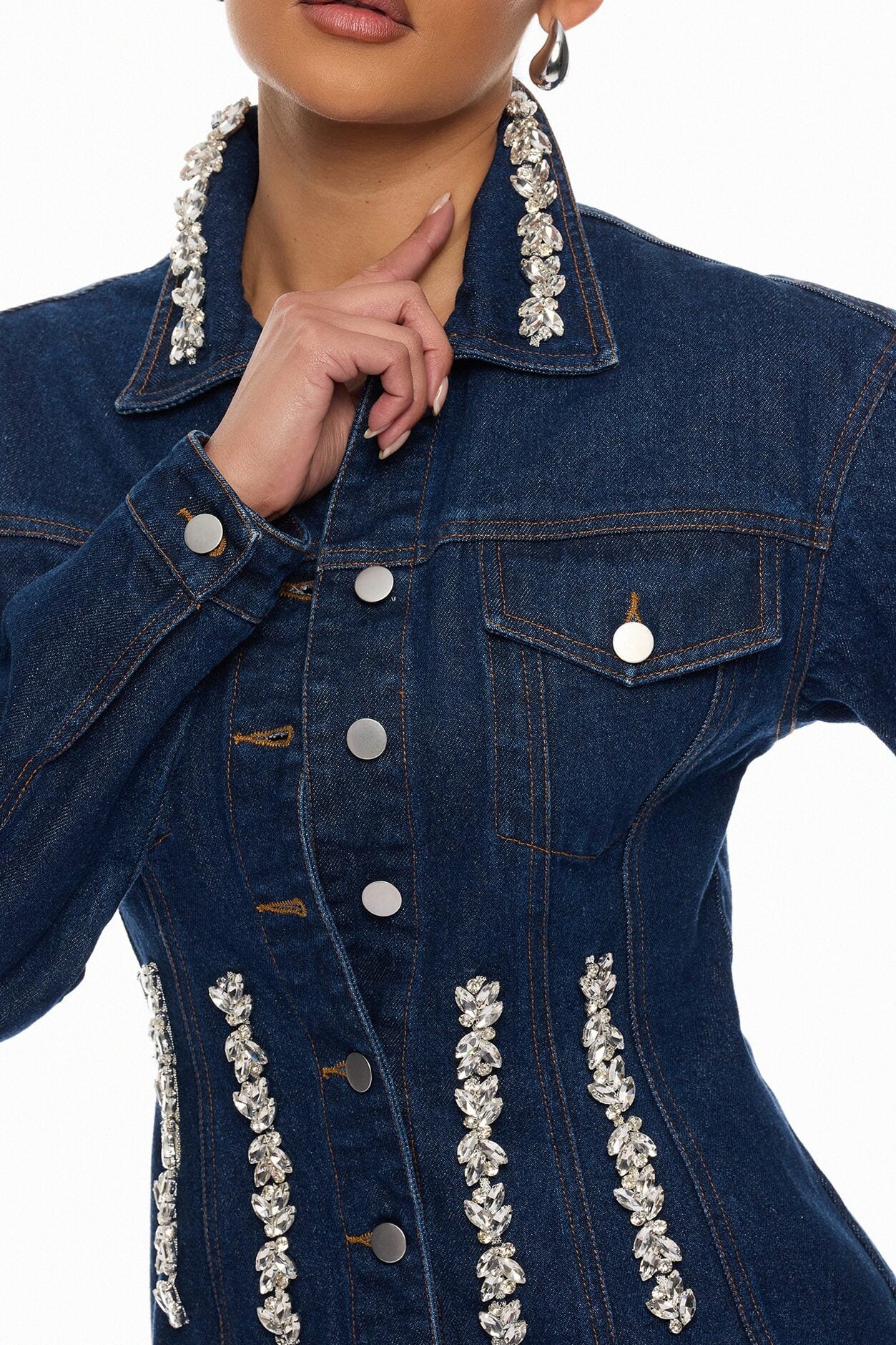 Eye Candy Denim Mini Dress - Dark Wash image 3