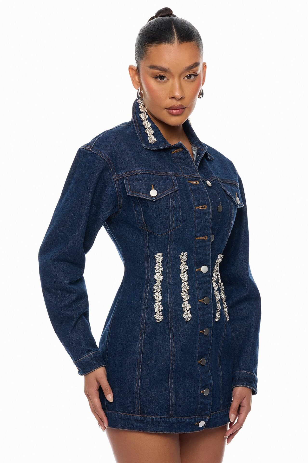 Eye Candy Denim Mini Dress - Dark Wash image 2