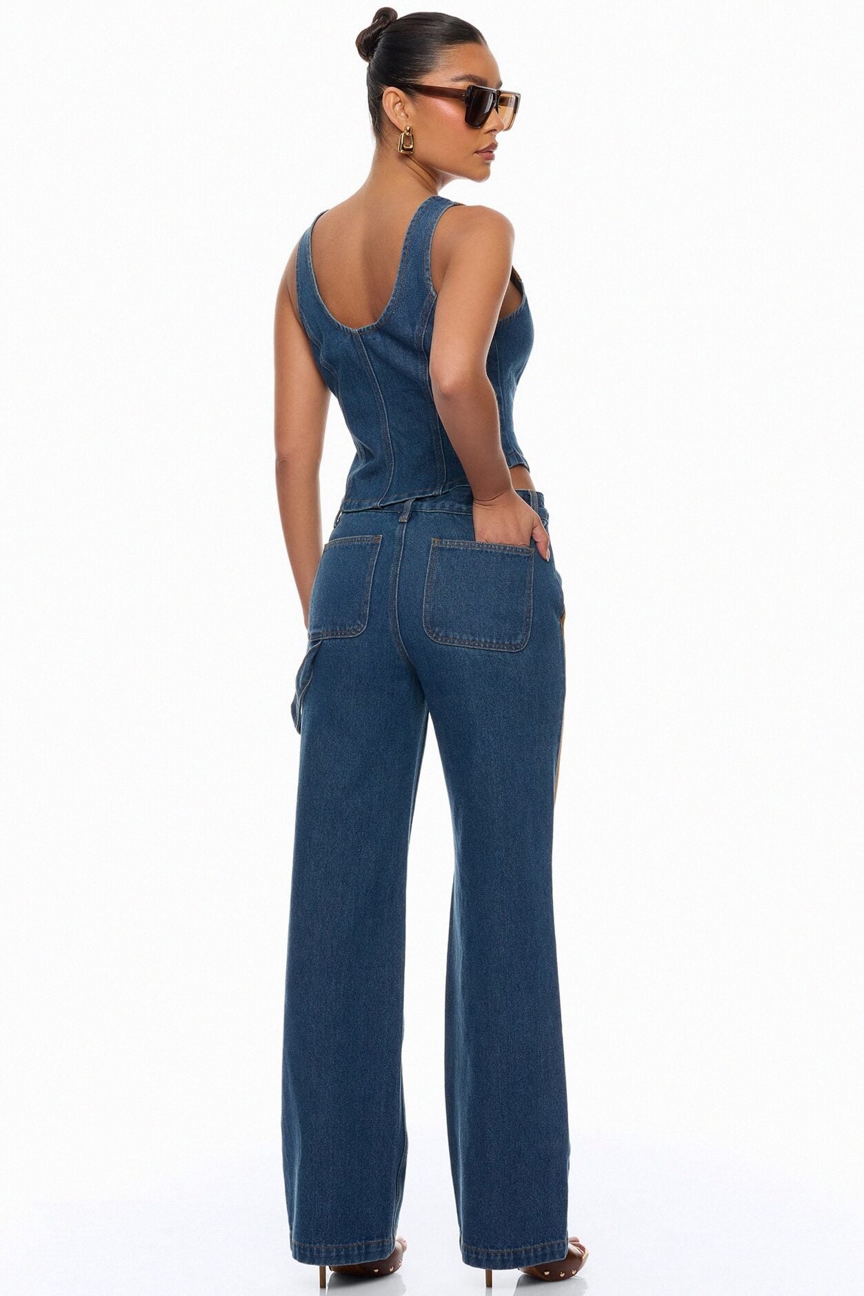 Sadie Patchwork Vest Pant Set - Denim image 4