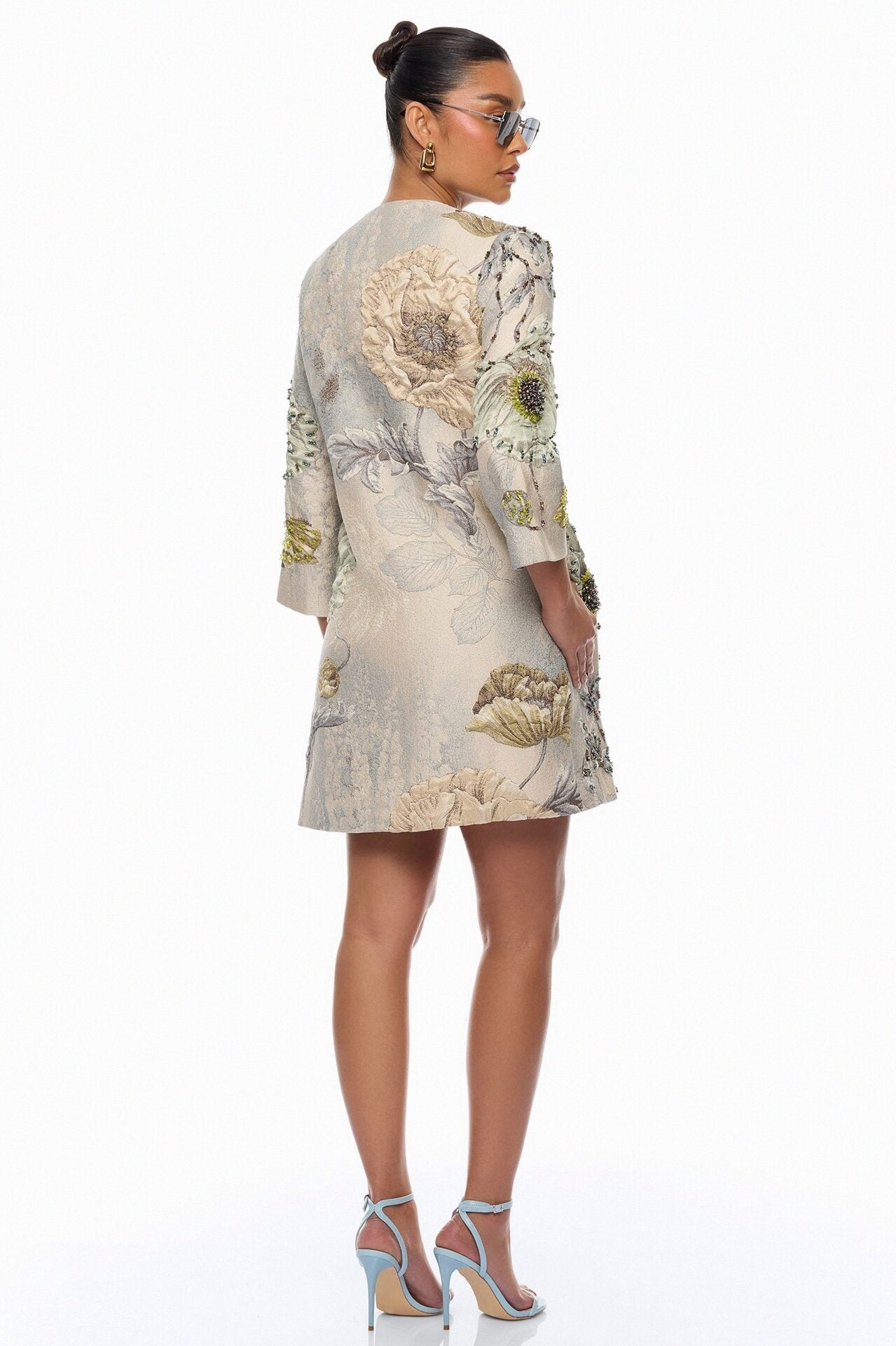 Riannon Crew Neck Embellished Jacquard Jacket - Grey image 4