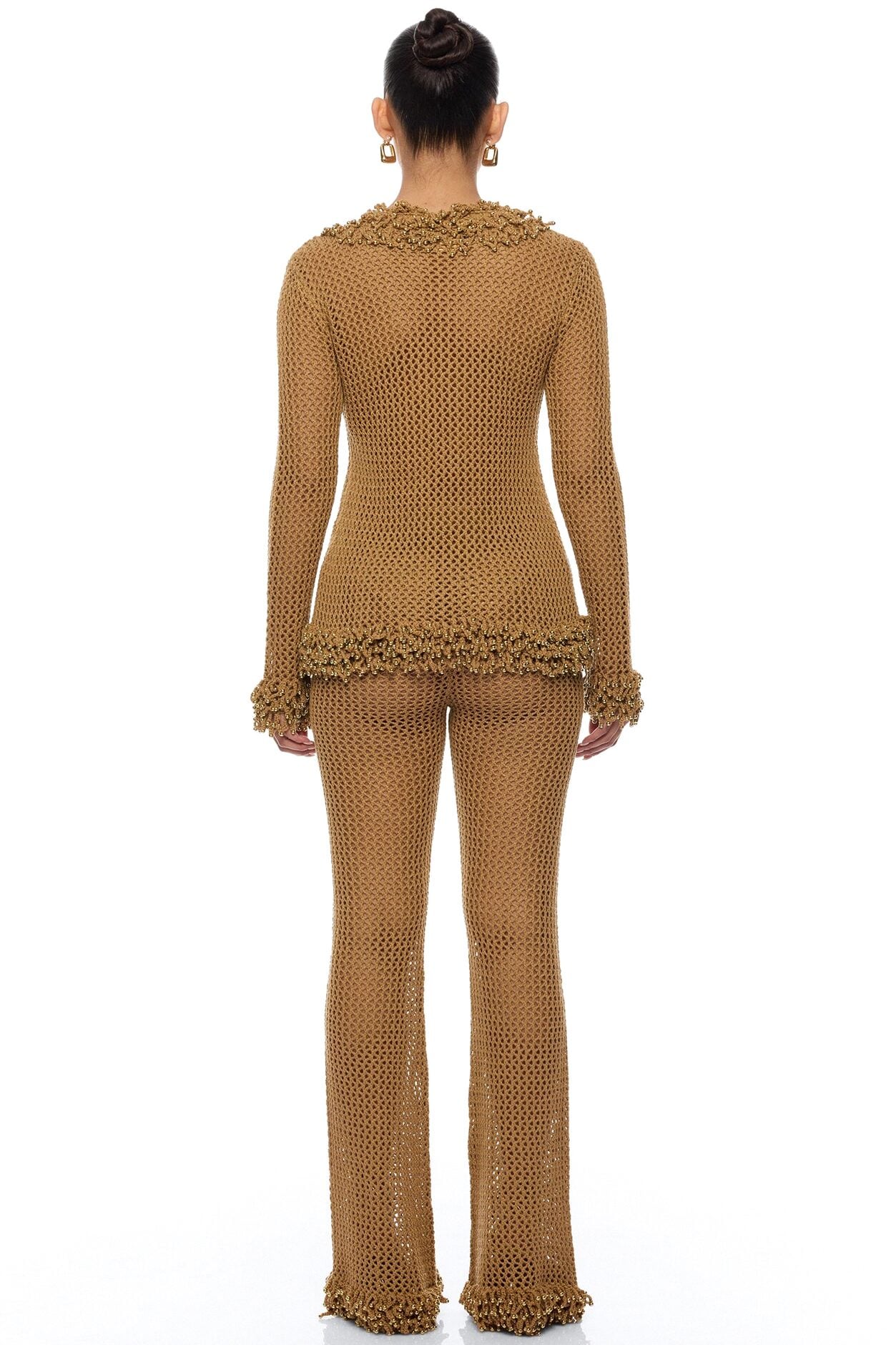 Siesta Crochet Cardigan Pant Set - Brown image 4