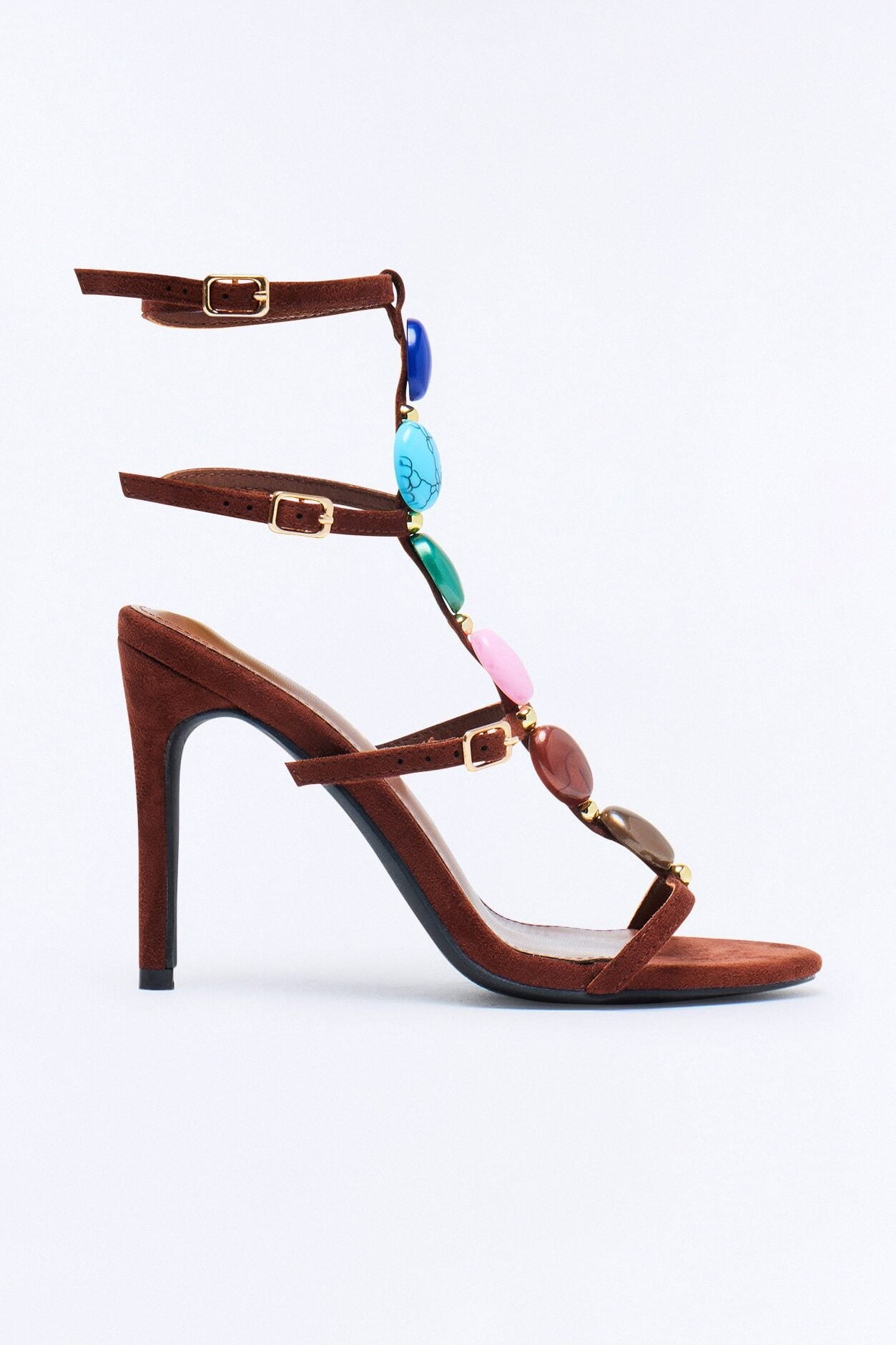 Colbie Stone Ankle Strap Heels - Brown image 4
