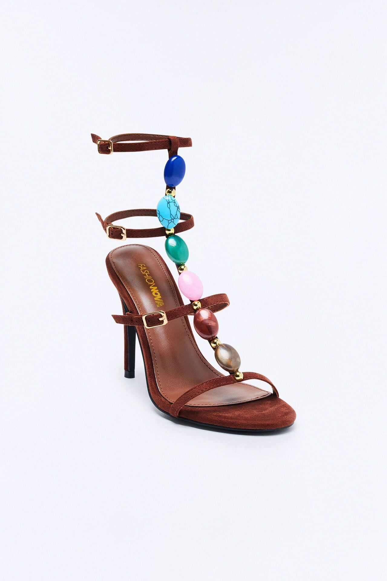Colbie Stone Ankle Strap Heels - Brown image 3