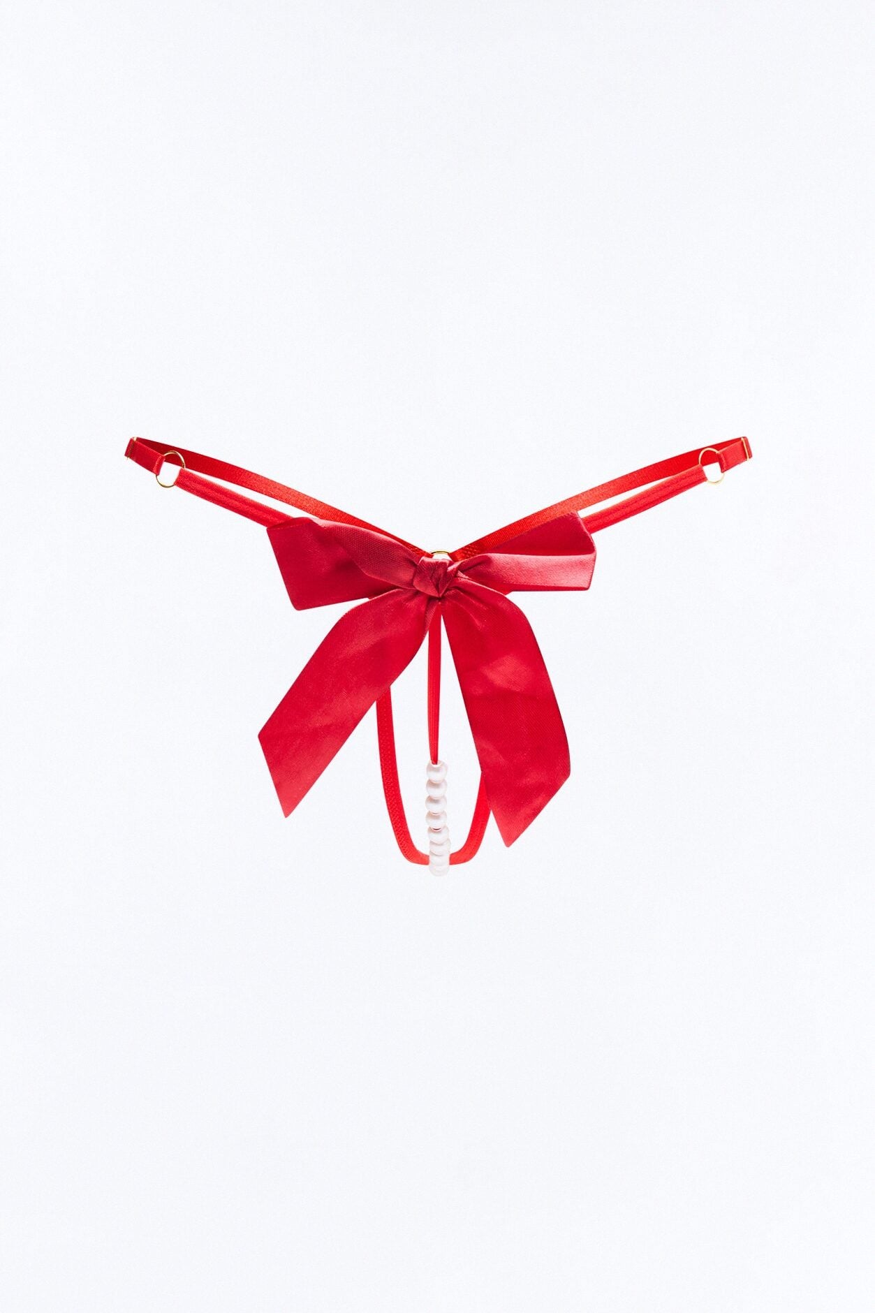 Lily Pearl Crotchless GString Thong Panty - Red image 4