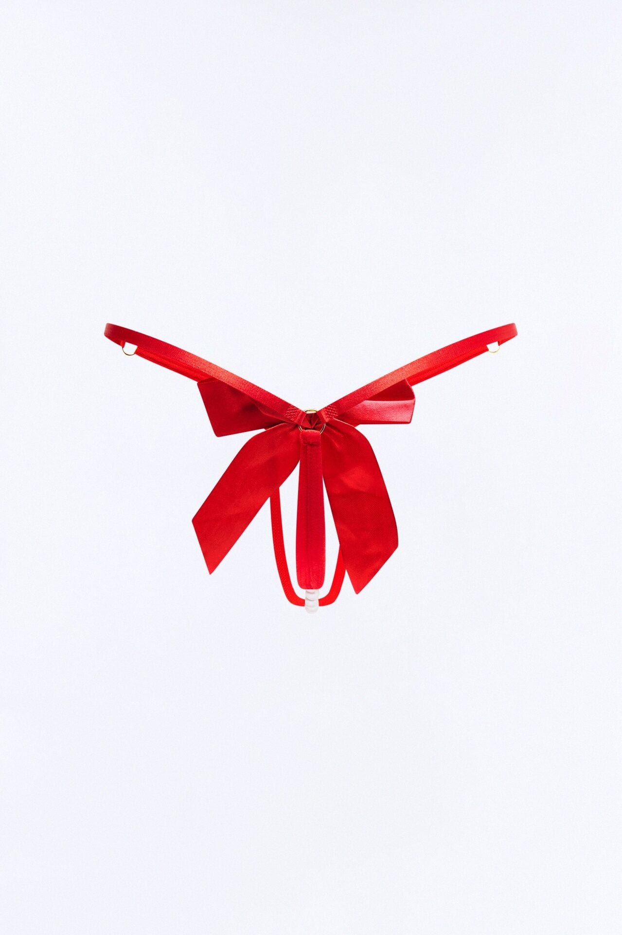 Lily Pearl Crotchless GString Thong Panty - Red image 5