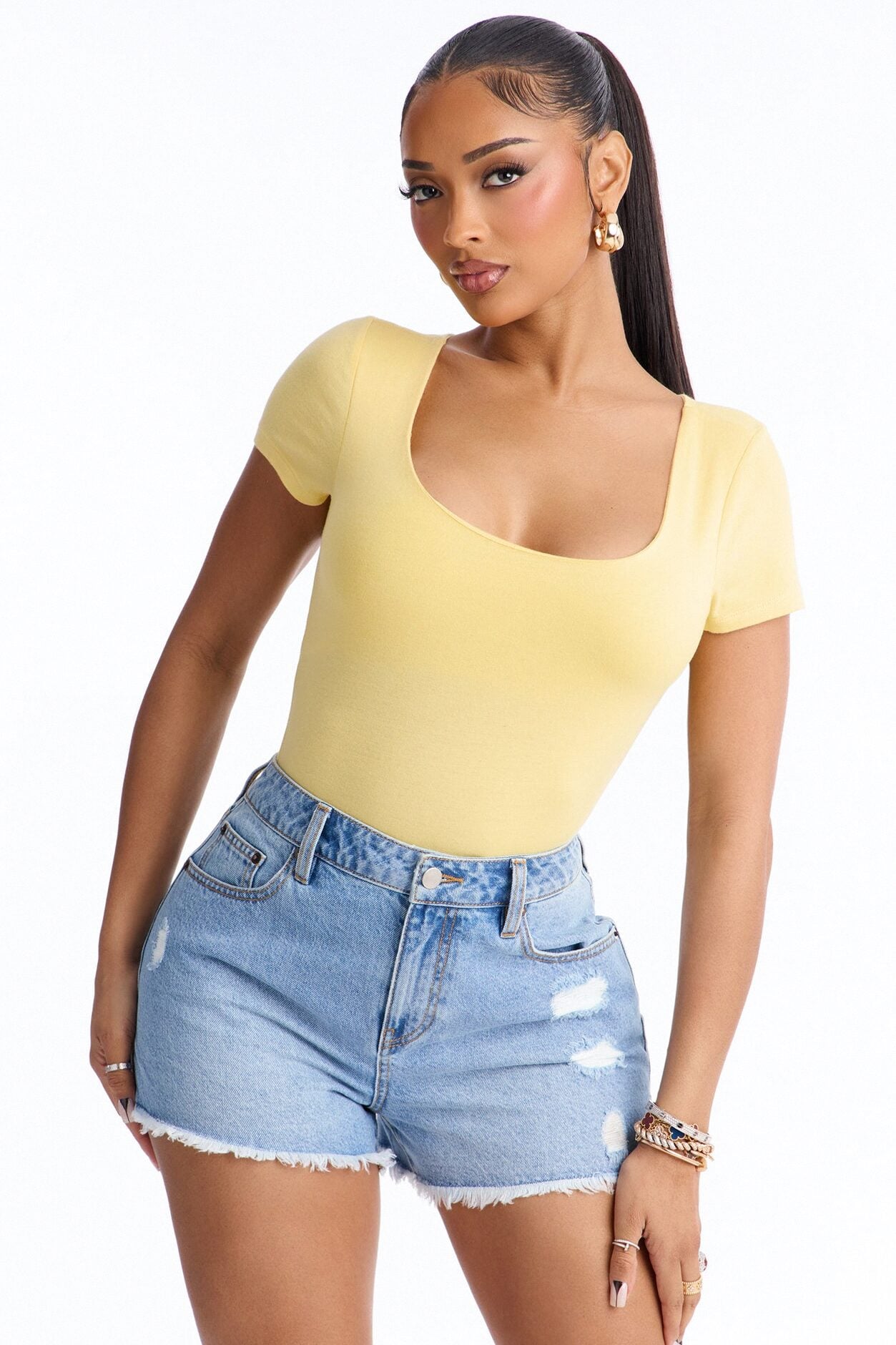 Adalyn Double Lined Bodysuit - Butter Yellow image 3