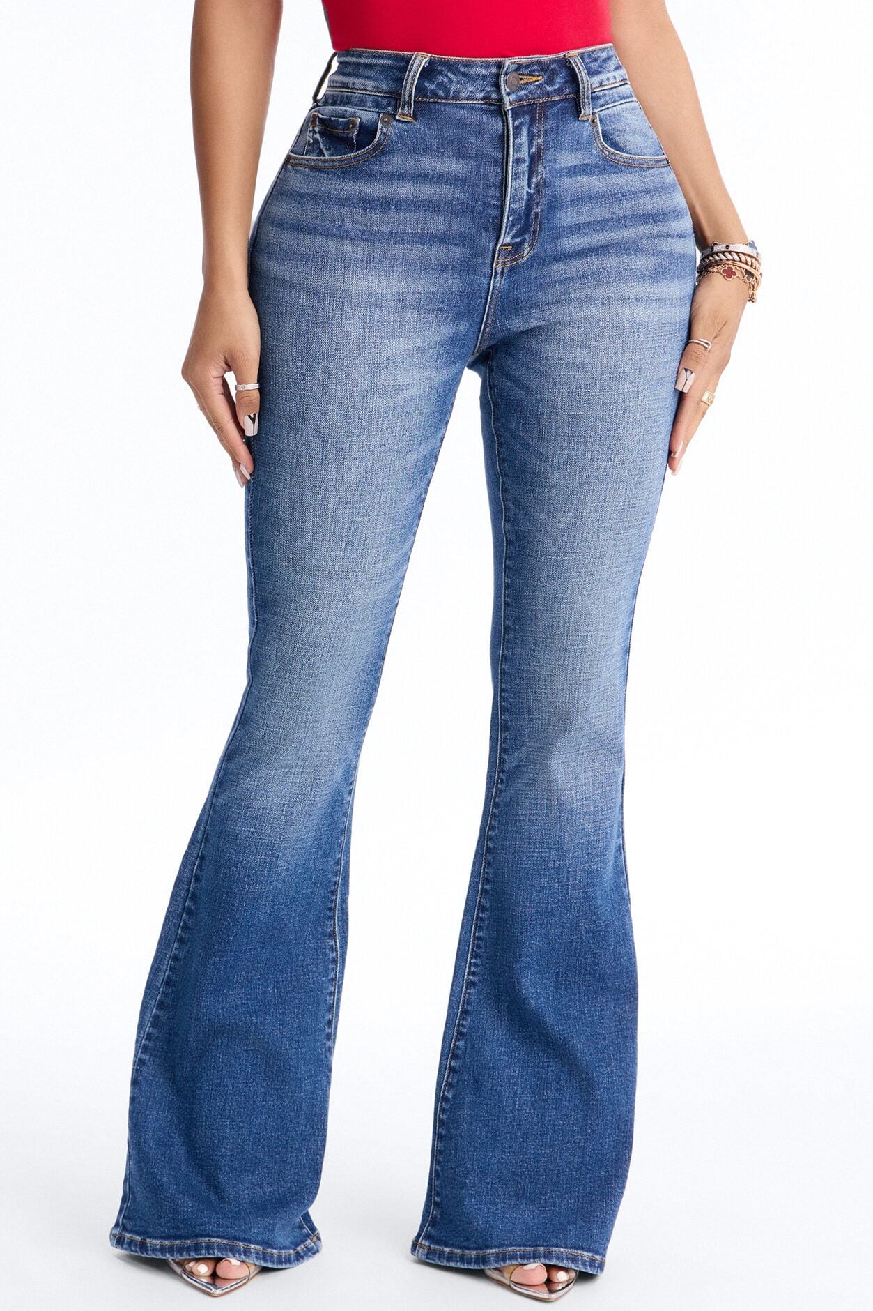 Penelope Premium Stretch Flare Jeans - Medium Wash image 2
