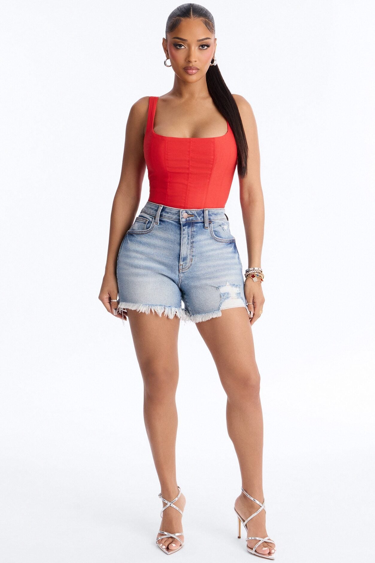 Classic Babe Smocked Tank Top - Red image 2