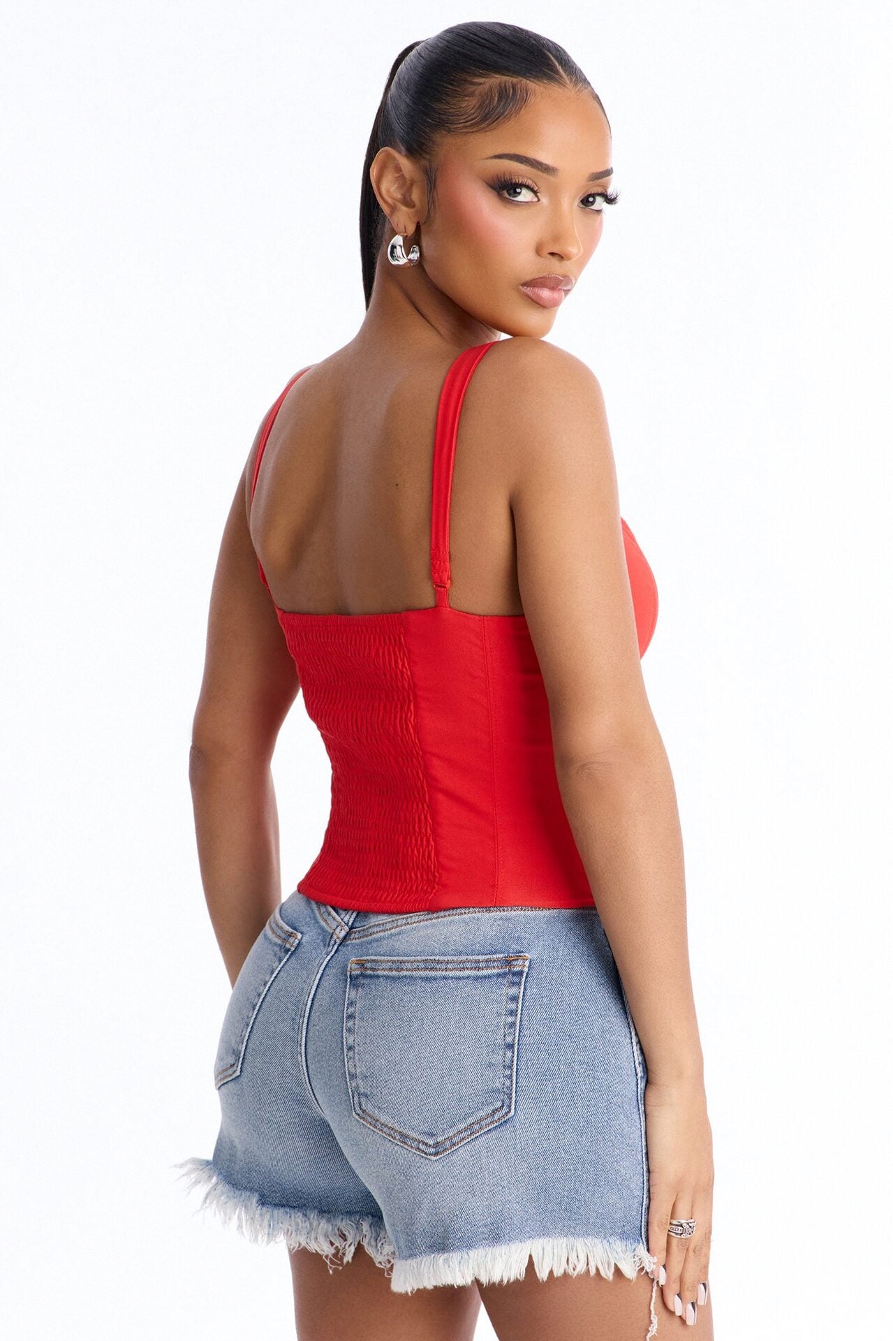 Classic Babe Smocked Tank Top - Red image 3