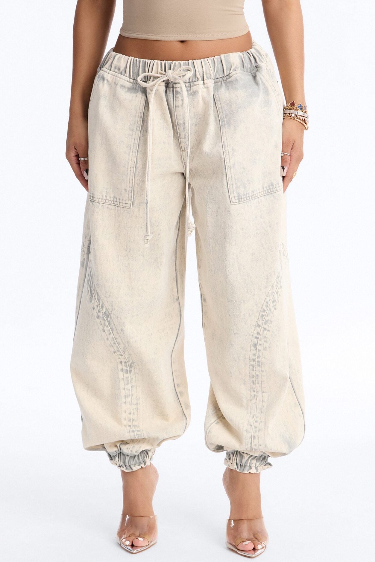 Alicia Washed Jogger Twill Pant - Stone image 2