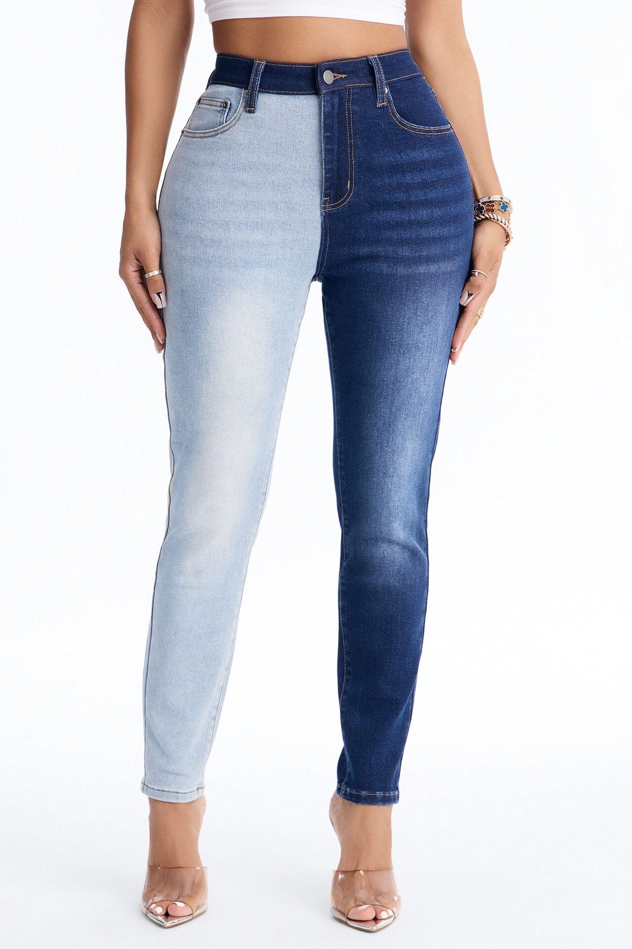 Second Guessing Stretch Skinny Jeans - Dark/Combo image 2