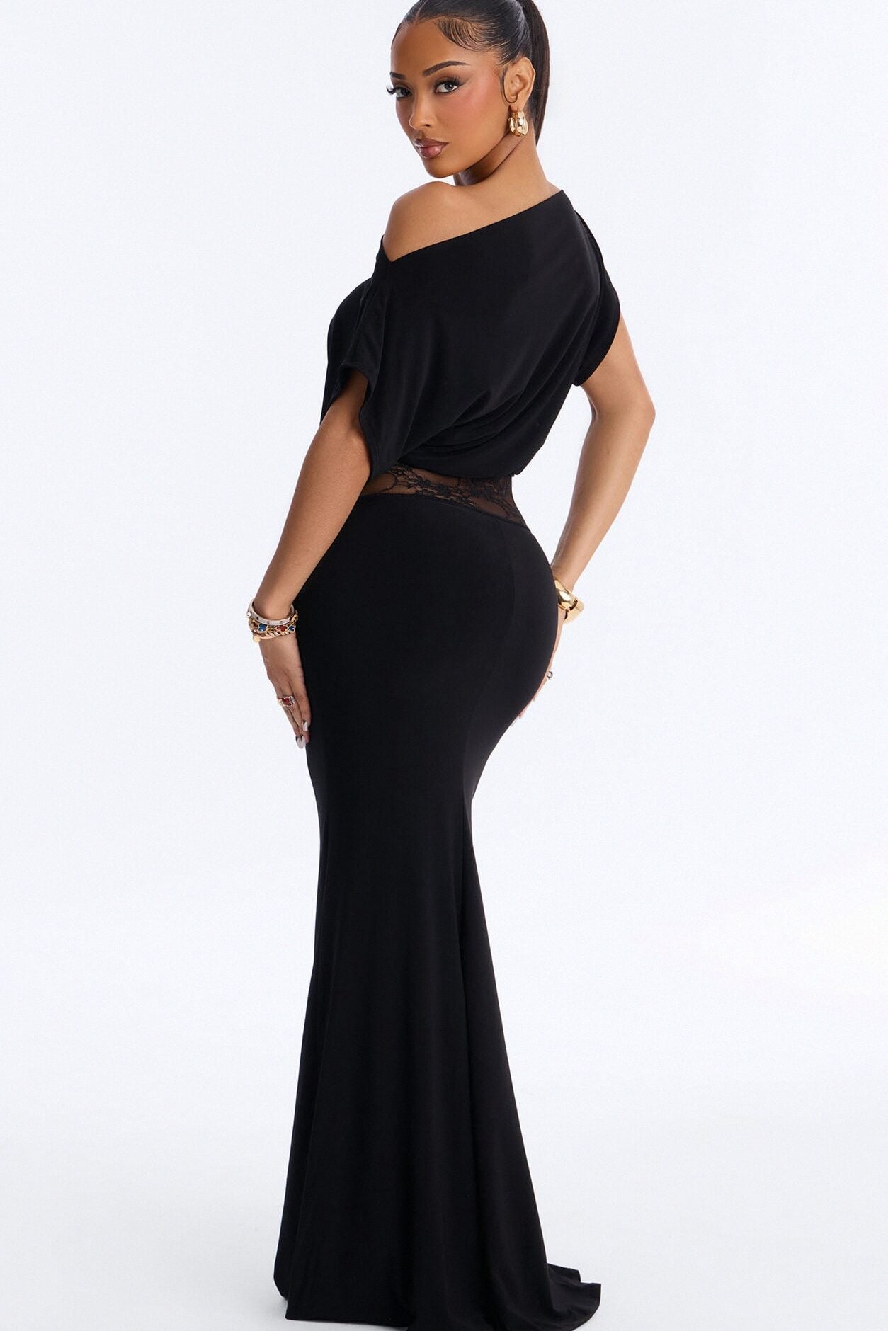 Raquel Lace Cut Out Maxi Dress - Black image 3