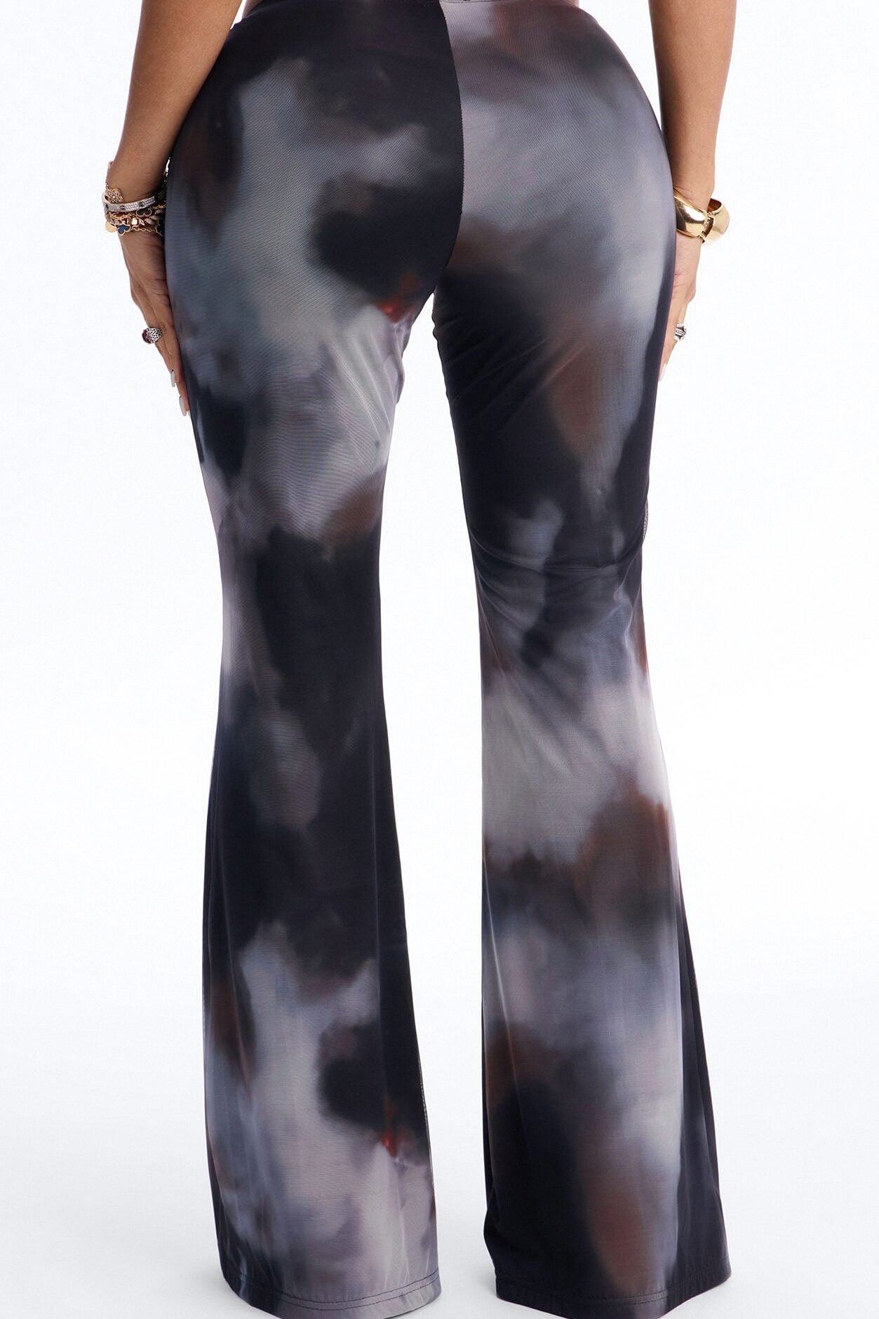 Keisha Wrap Waist Mesh Flare Pant - Grey/combo image 3