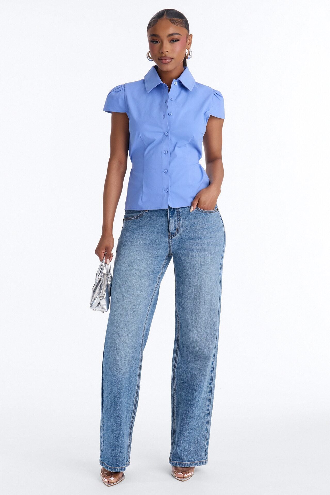 Soft Girl Season Poplin Top - Periwinkle image 2