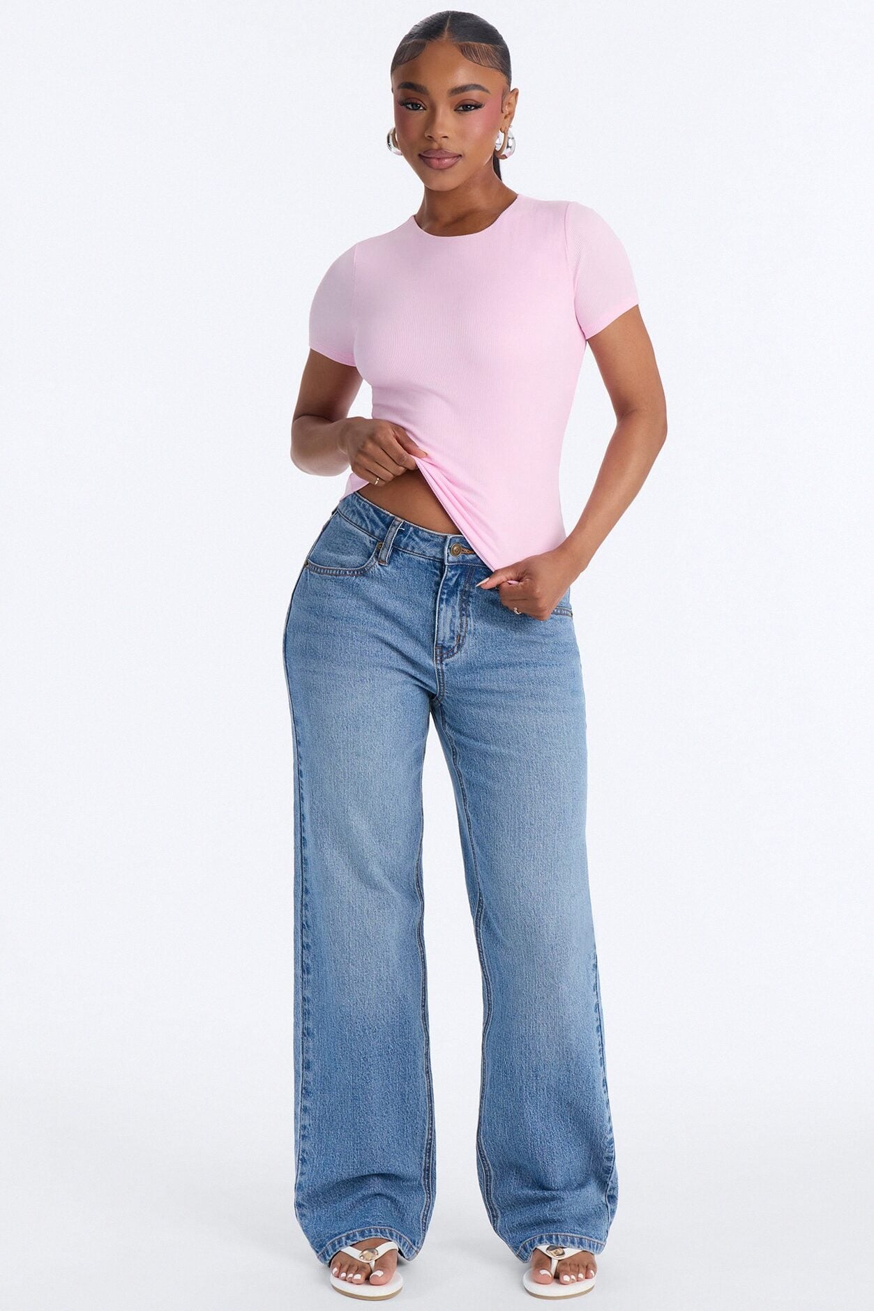Chloe Crew Neck Short Sleeve Tee - Light Pink image 2