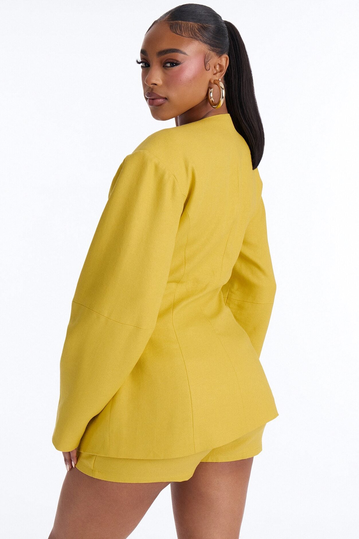 No More Questions Twill Blazer Skort Set - Yellow image 4