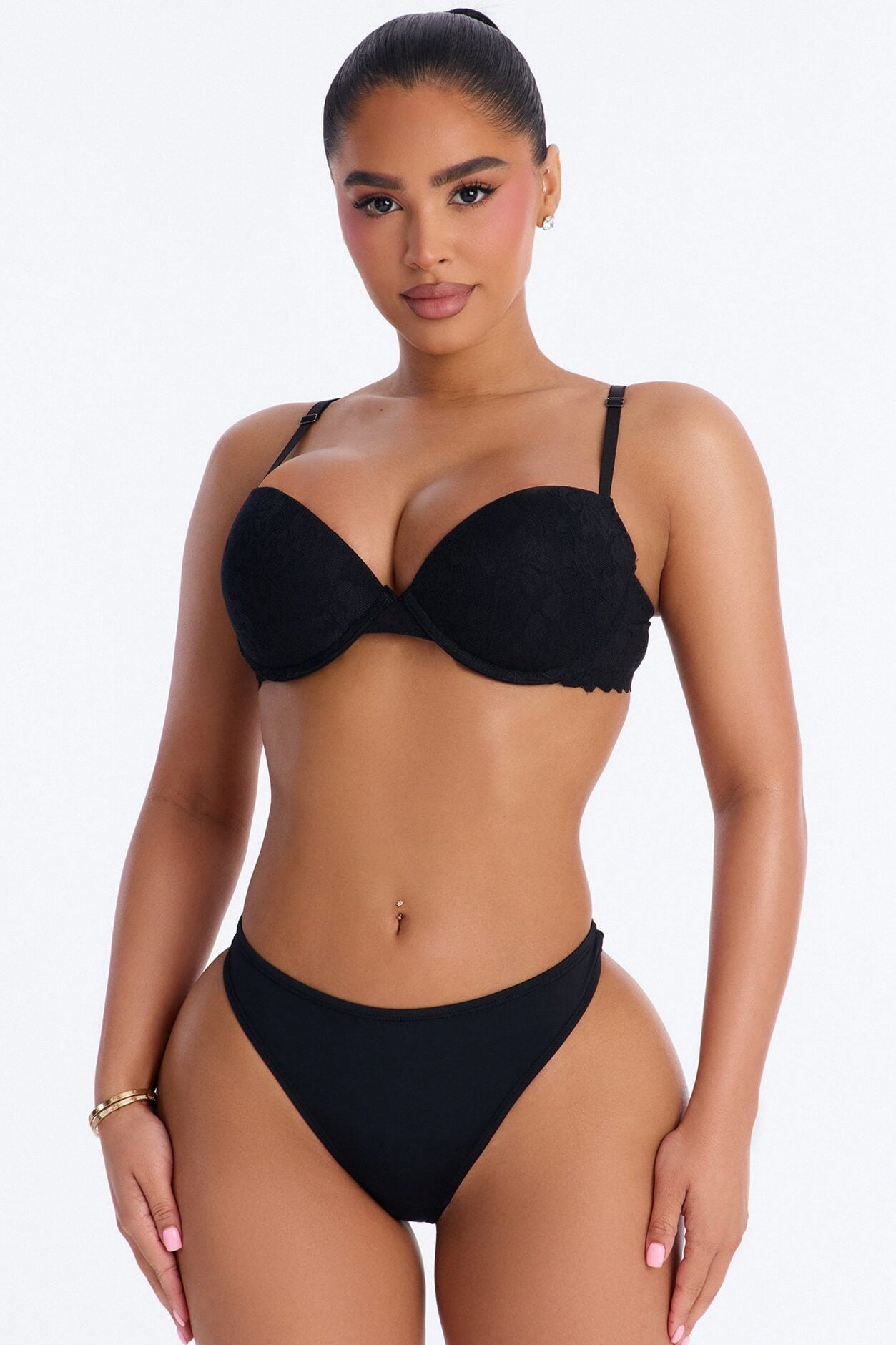 Pure Form Lace Push Up Bra - Black image 2