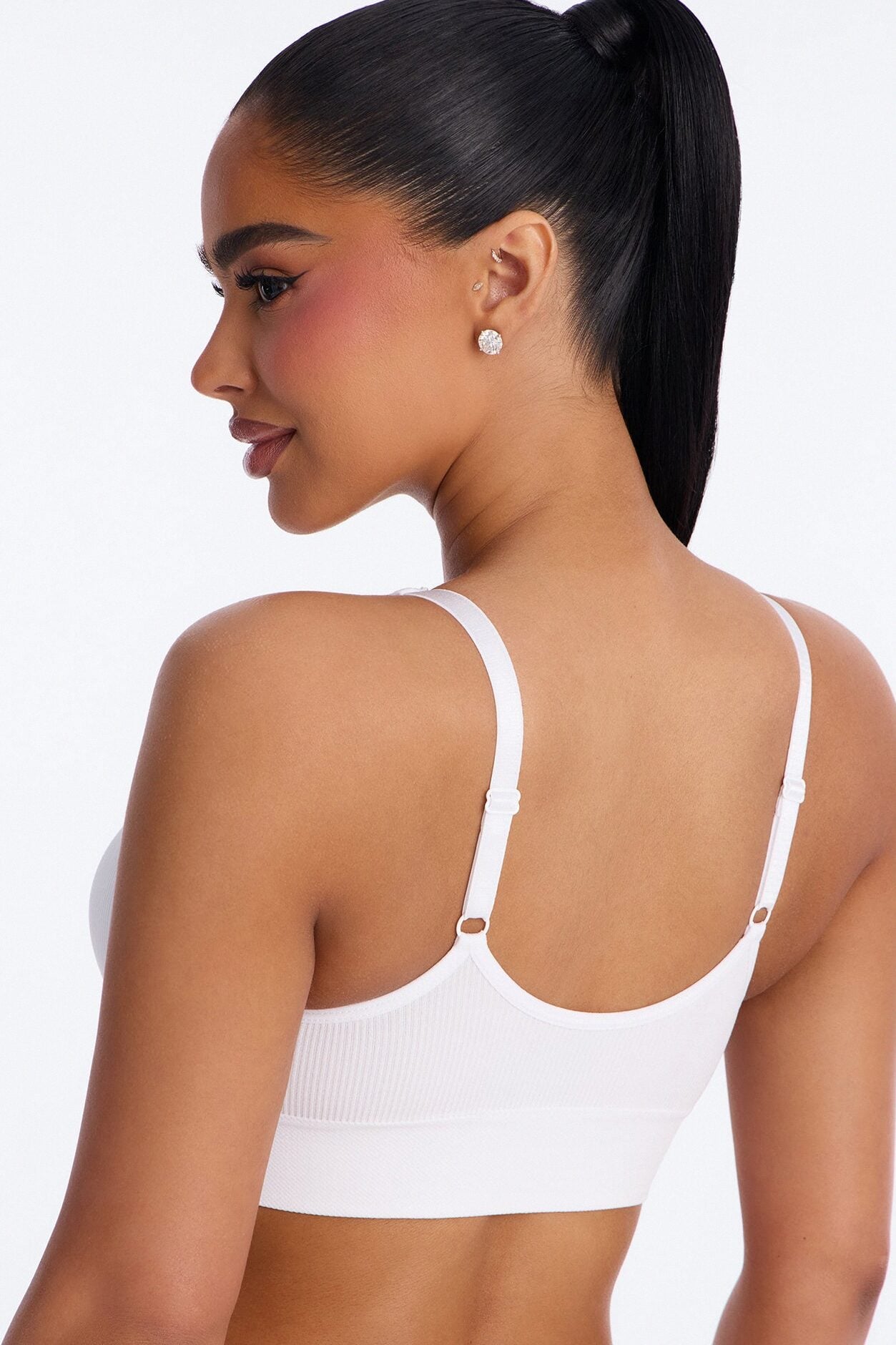 Sweet Secrets Ribbed Seamless Bralette - White image 3