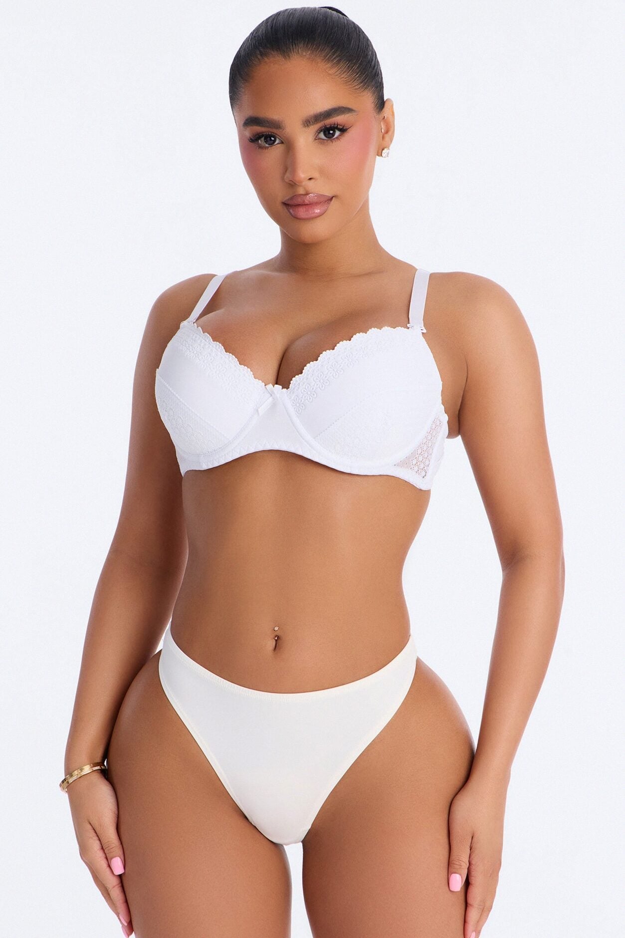 Like Always Lace Embossed Push Up Bra - White image 2