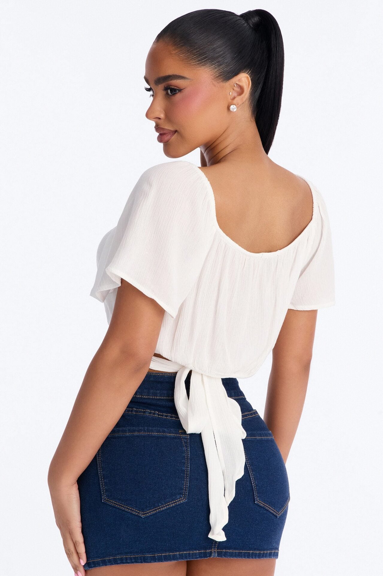 Maritsa Tie Back Gauze Top - Off White image 4