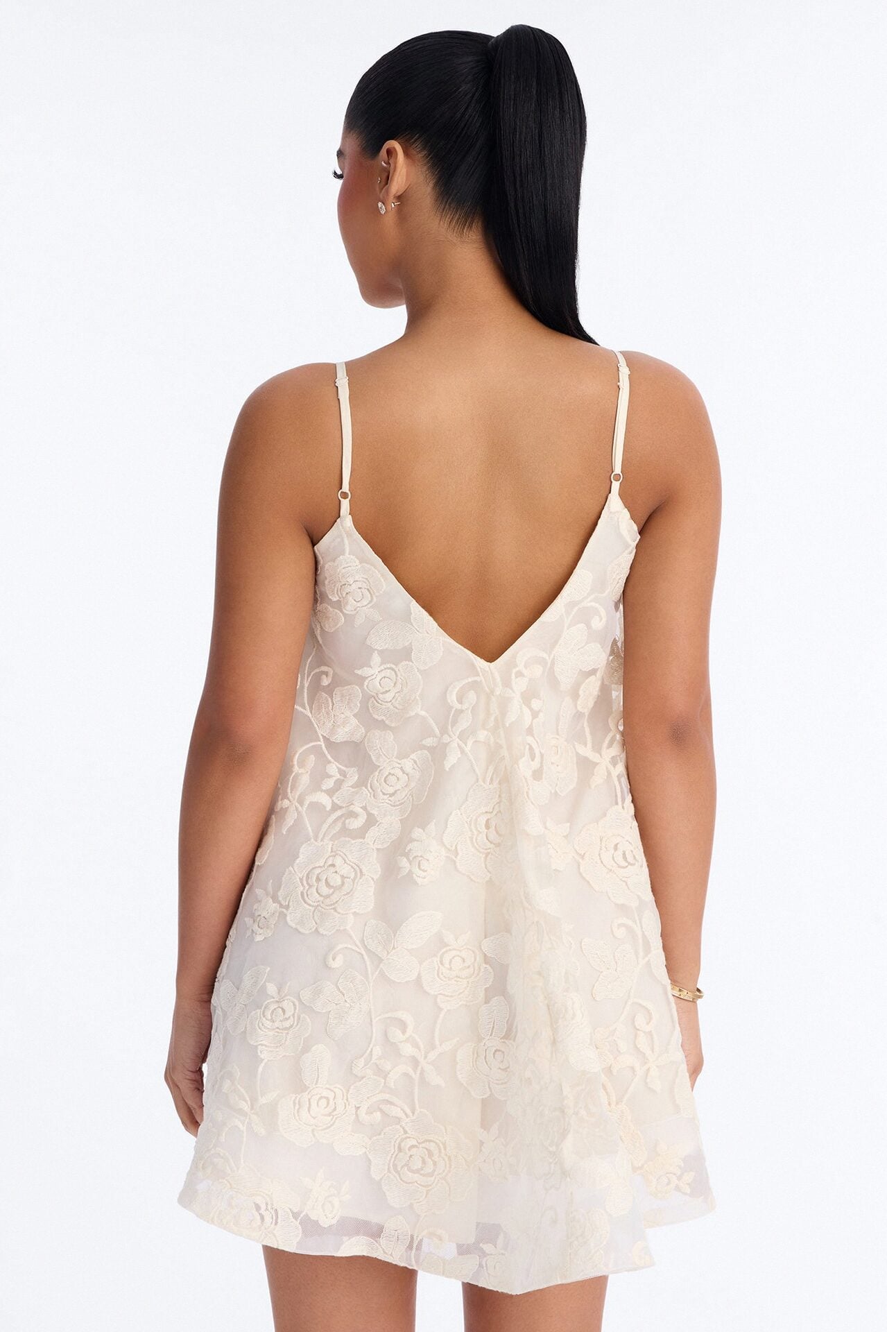 Call Me Baby Spaghetti Strap Lace Mini Dress - Cream image 4