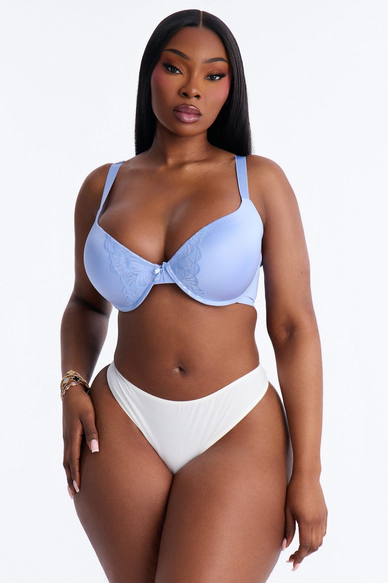 Cute and Lacey Shine Push Up Demi Bra - Blue image 5