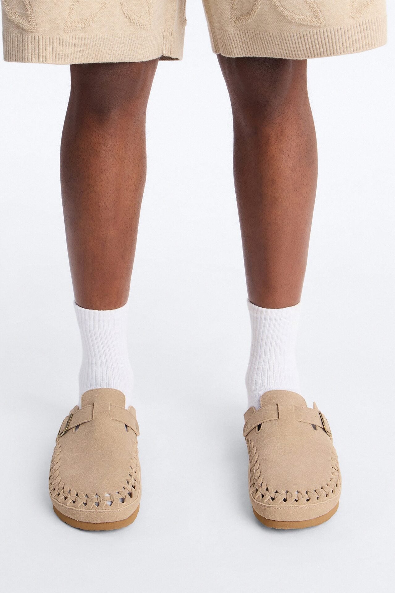 Woven Faux Suede Slip On Mule - Taupe image 2