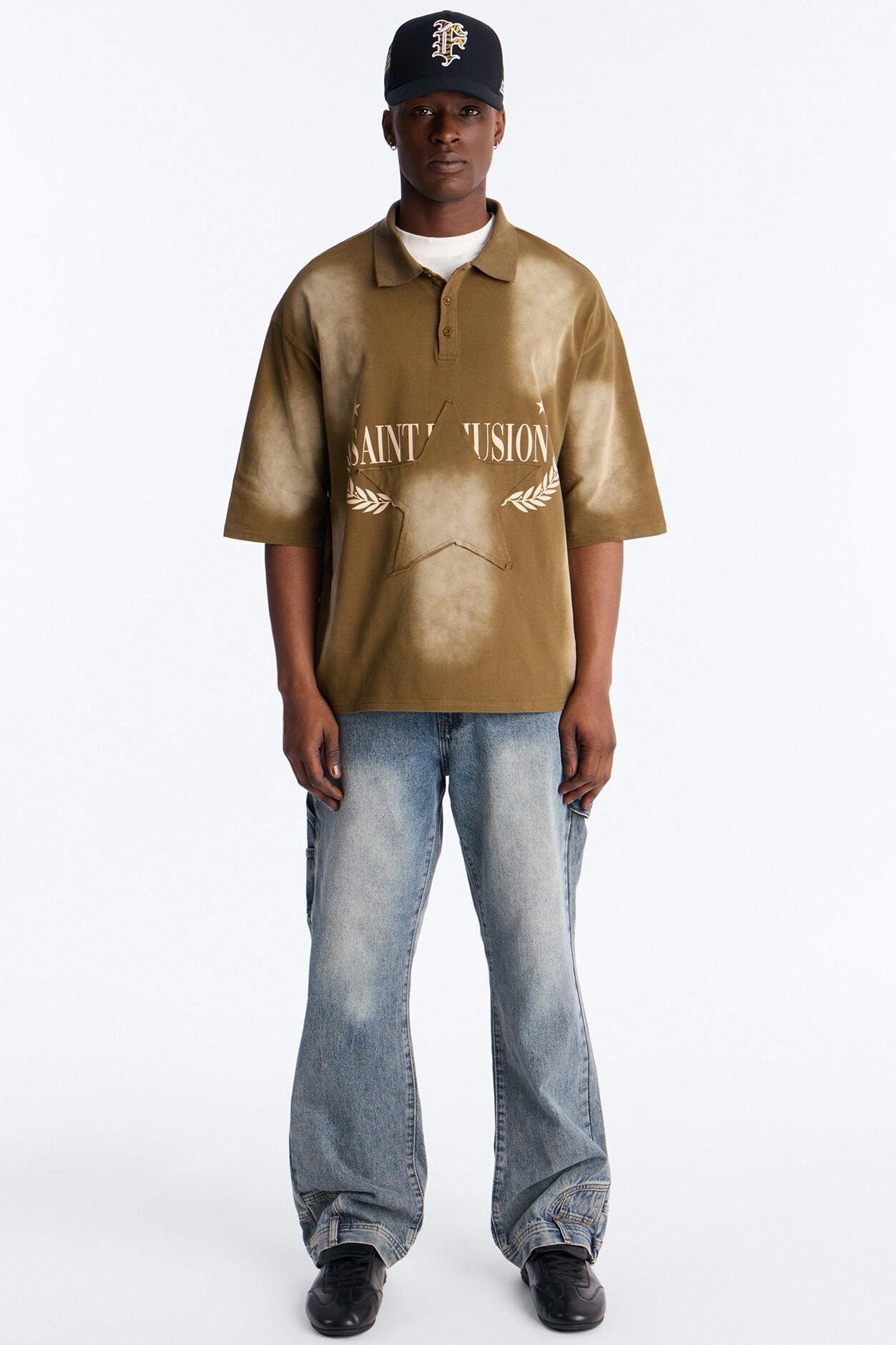 Stars And Saints illusion Short Sleeve Knit Polo - Brown image 2