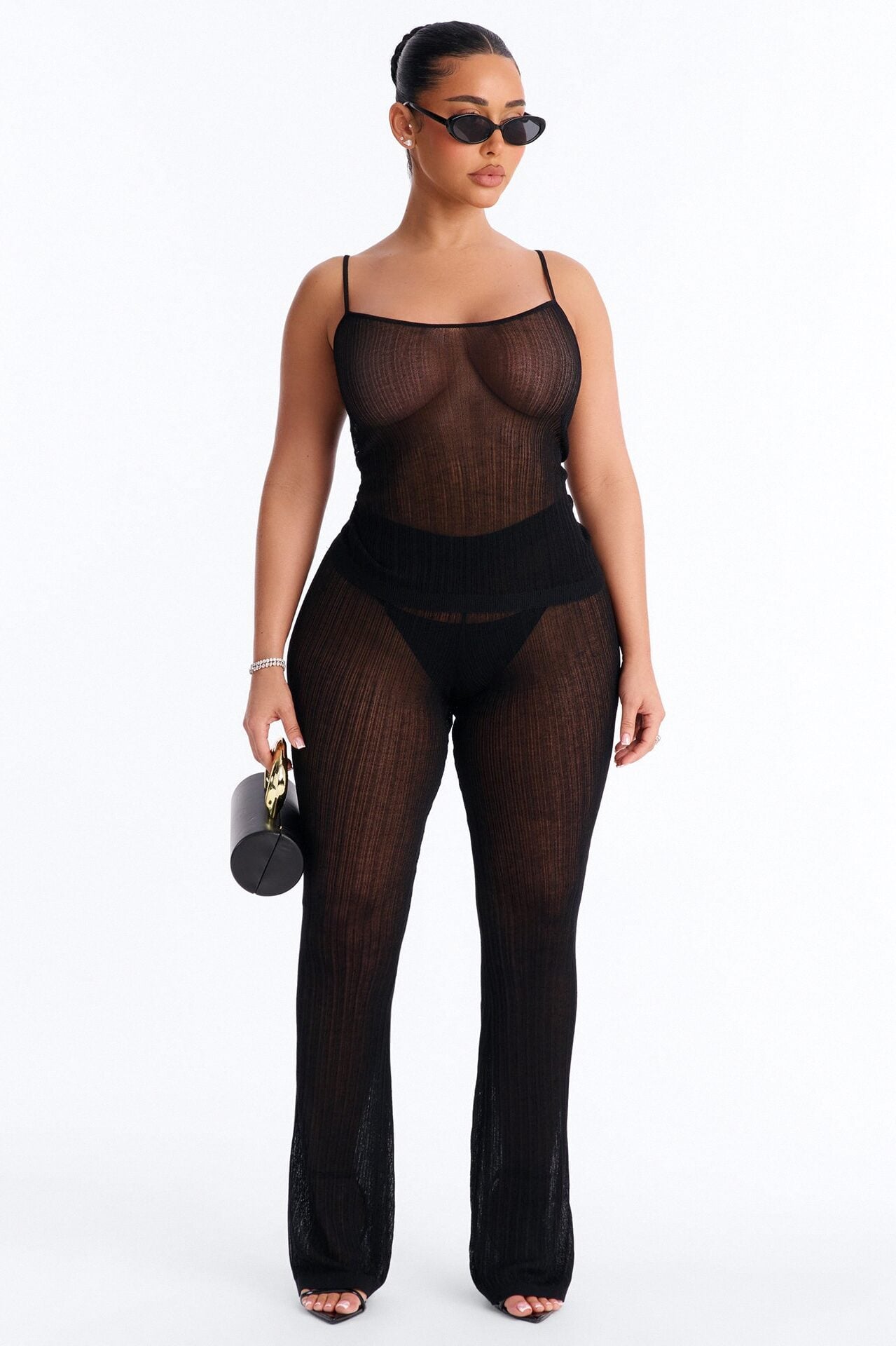 Sienna Sheer Knit Top - Black image 2