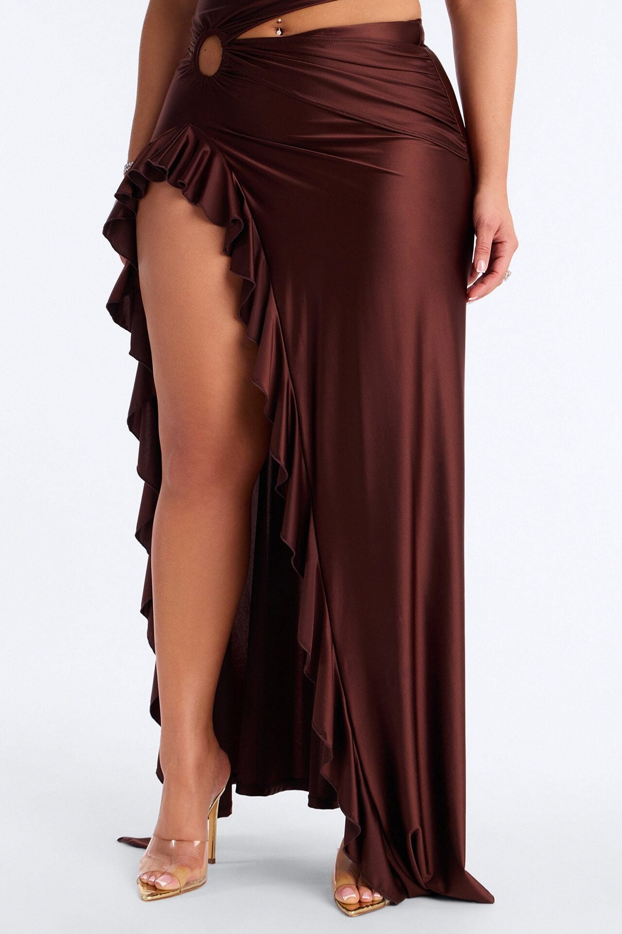 Clarissa Cowl Halter Maxi Dress - Chocolate image 3