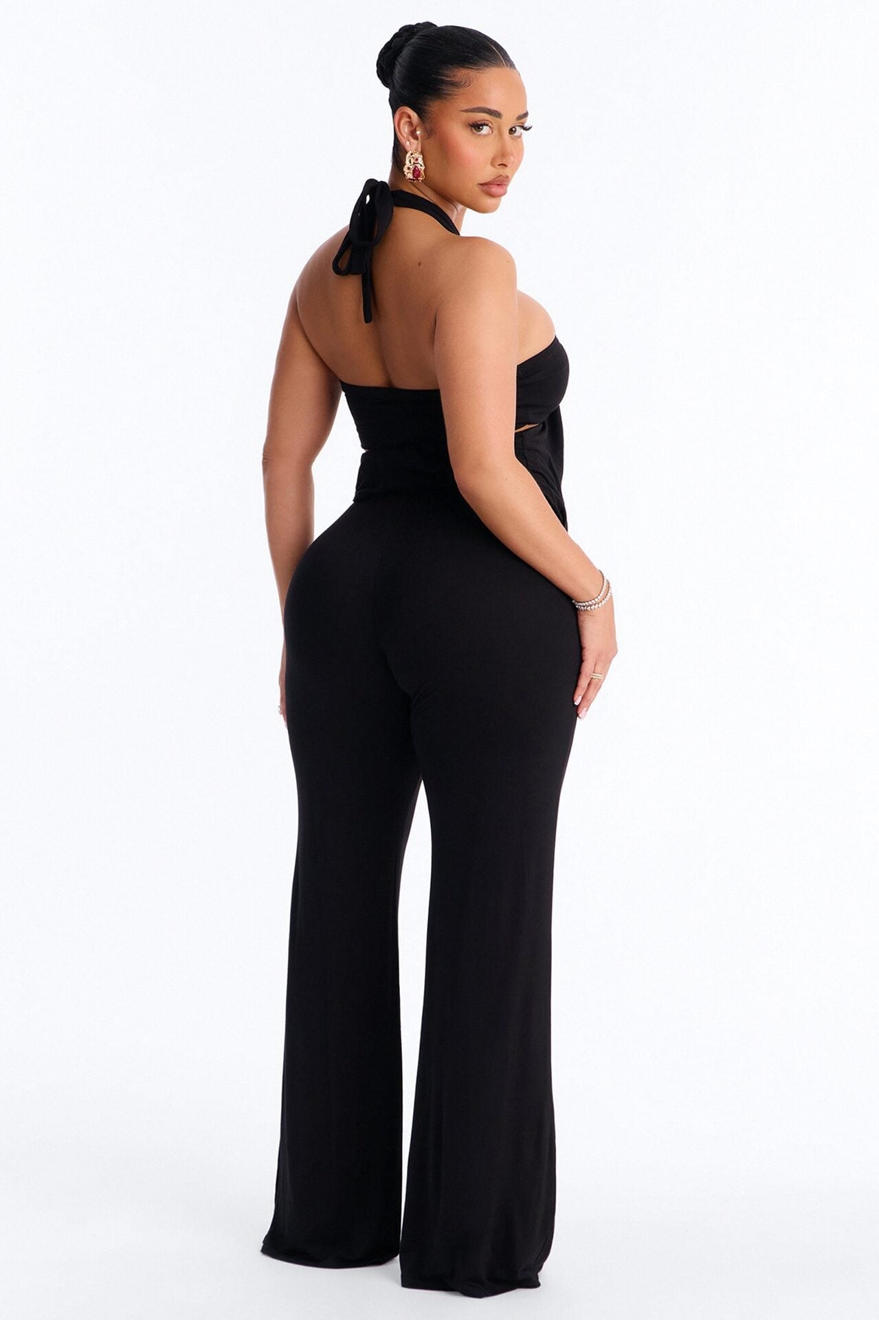 Mya High Neck Jumpsuit And Bandeau 2 Piece Set - Black image 4