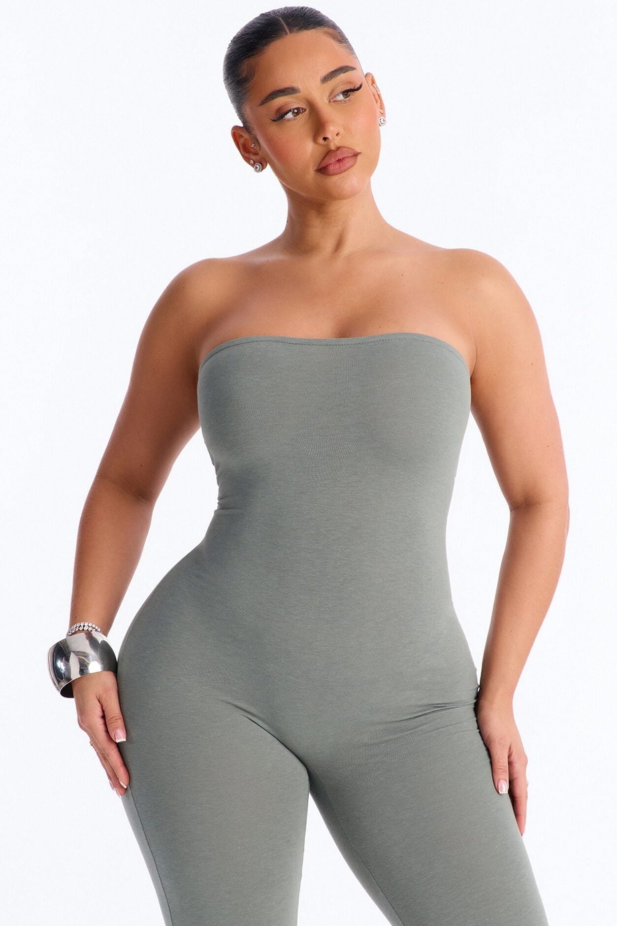 Sienna Strapless Capri Jumpsuit - Sage image 2