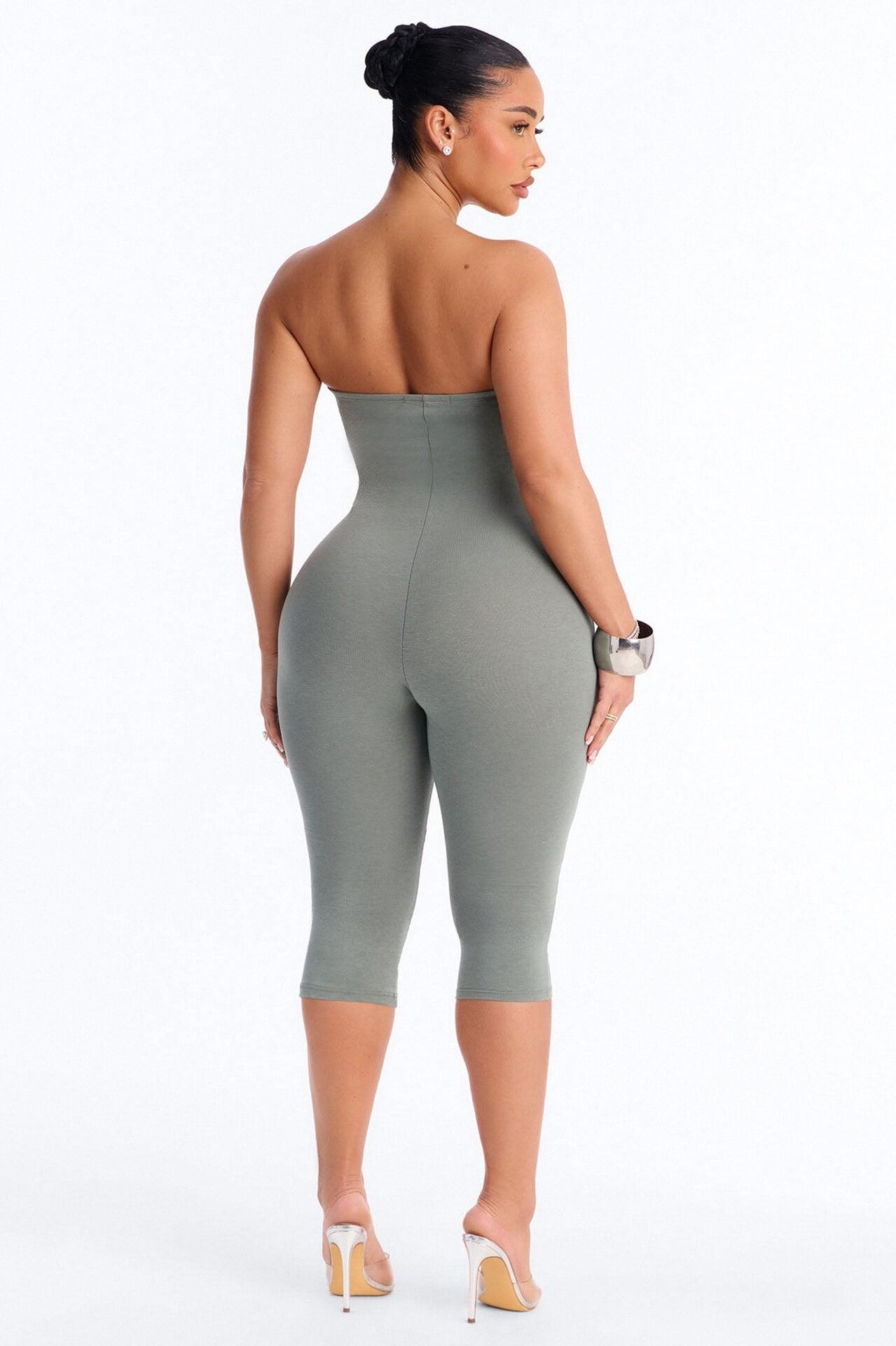 Sienna Strapless Capri Jumpsuit - Sage image 4