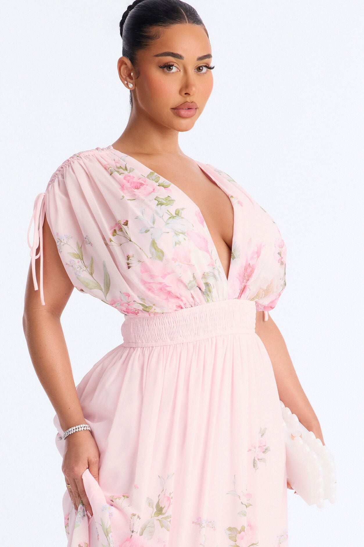 Peachy Keen Chiffon Maxi Dress - Pink/combo image 2