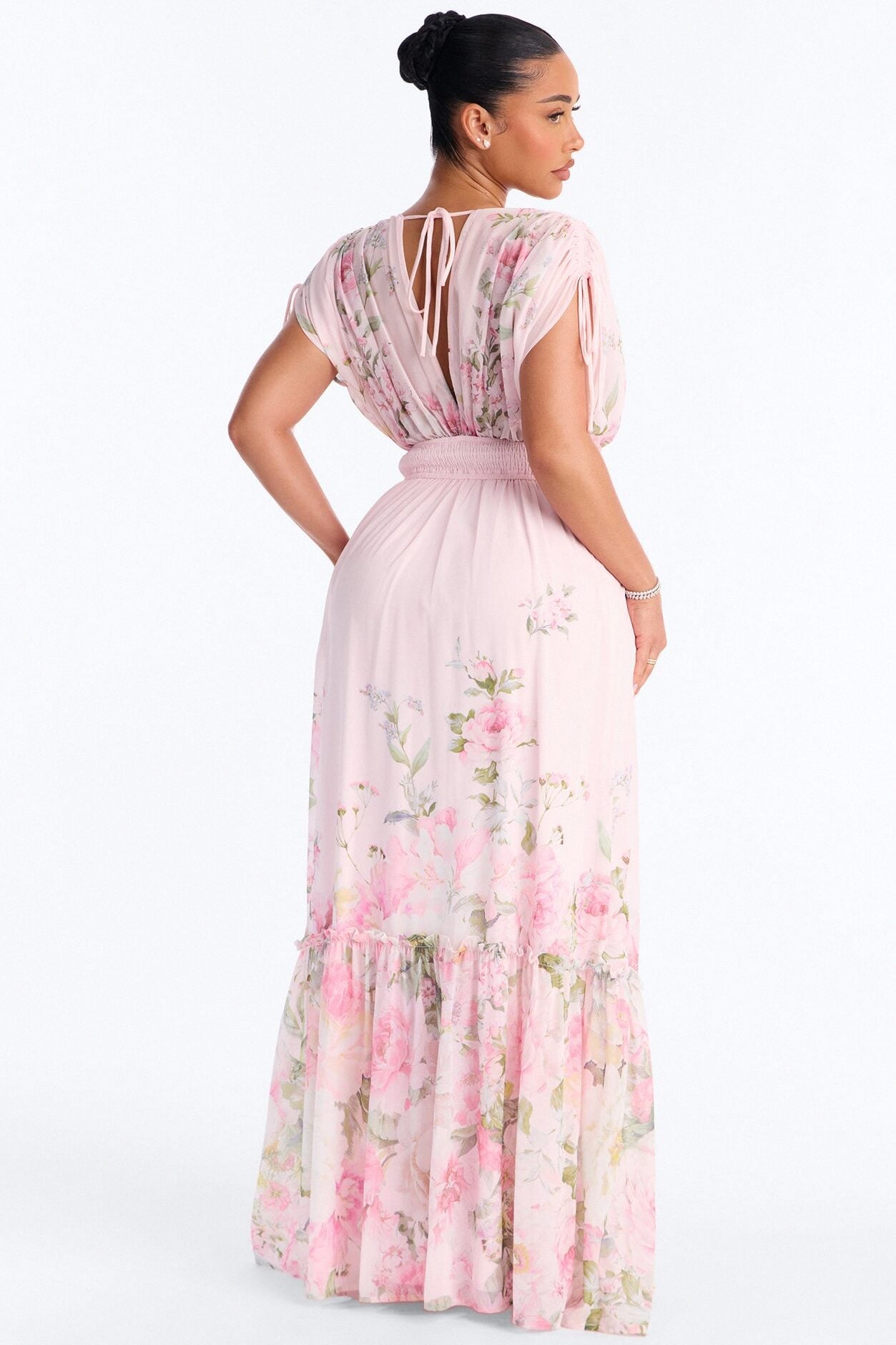 Peachy Keen Chiffon Maxi Dress - Pink/combo image 4