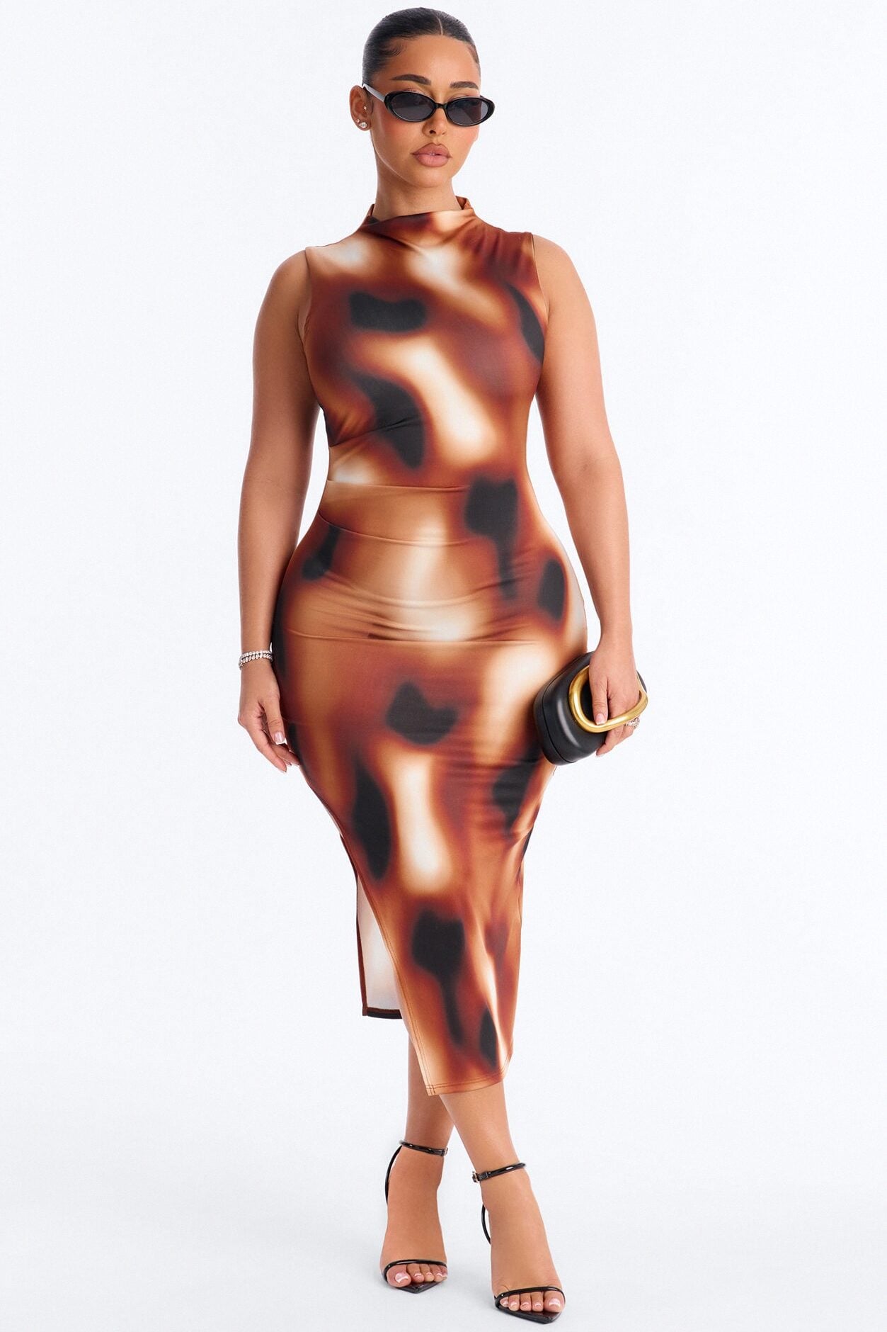 Zuri Tie Die Midi Dress - Brown/combo image 2