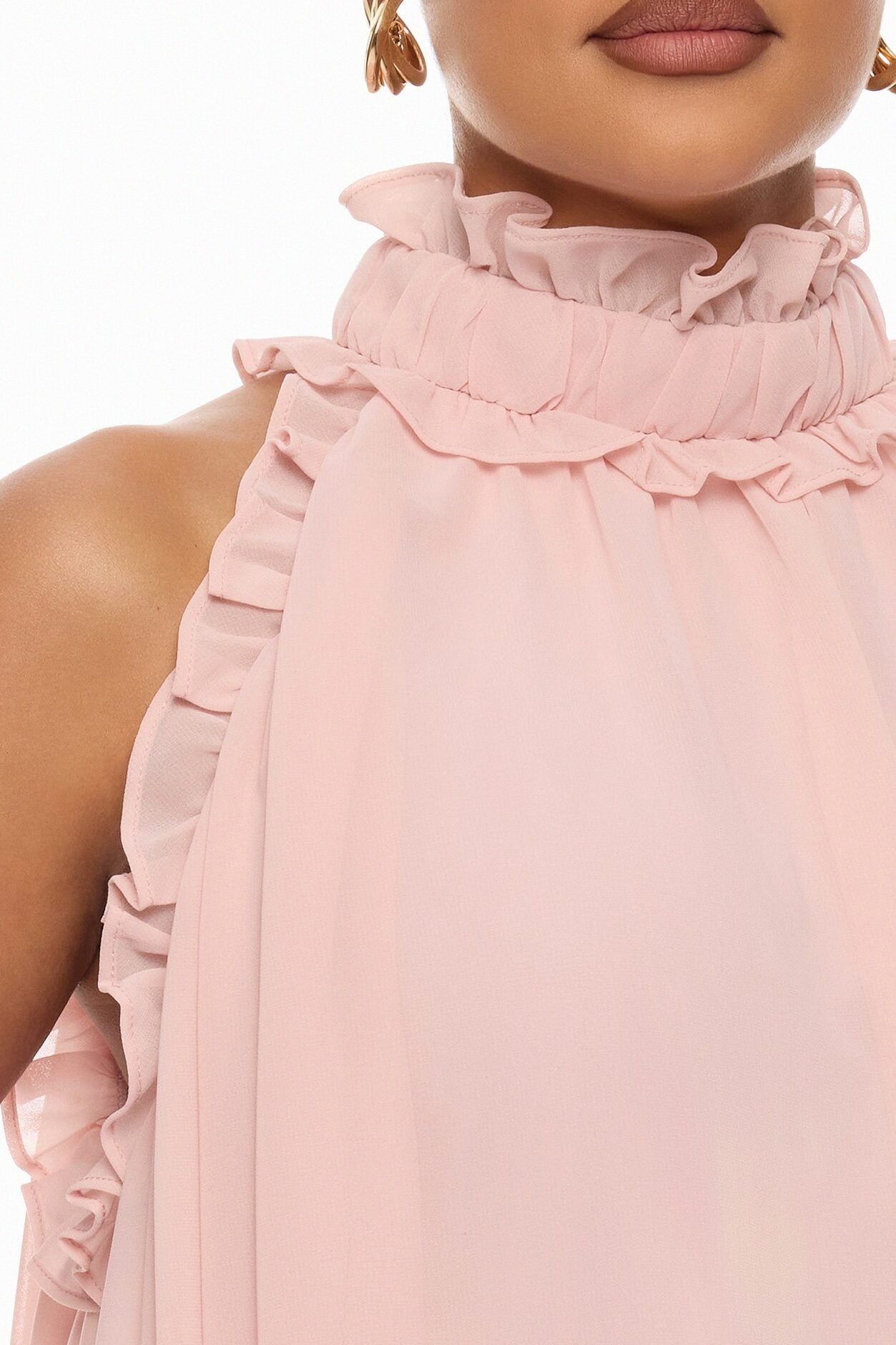 Sara Sleeveless Ruffle Blouse - Blush image 3