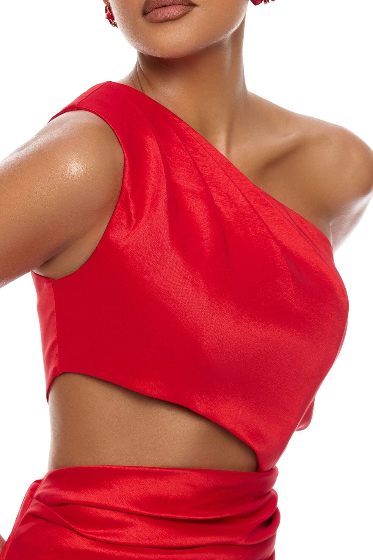 Sienna Ruffle Taffeta Maxi Dress - Red image 3