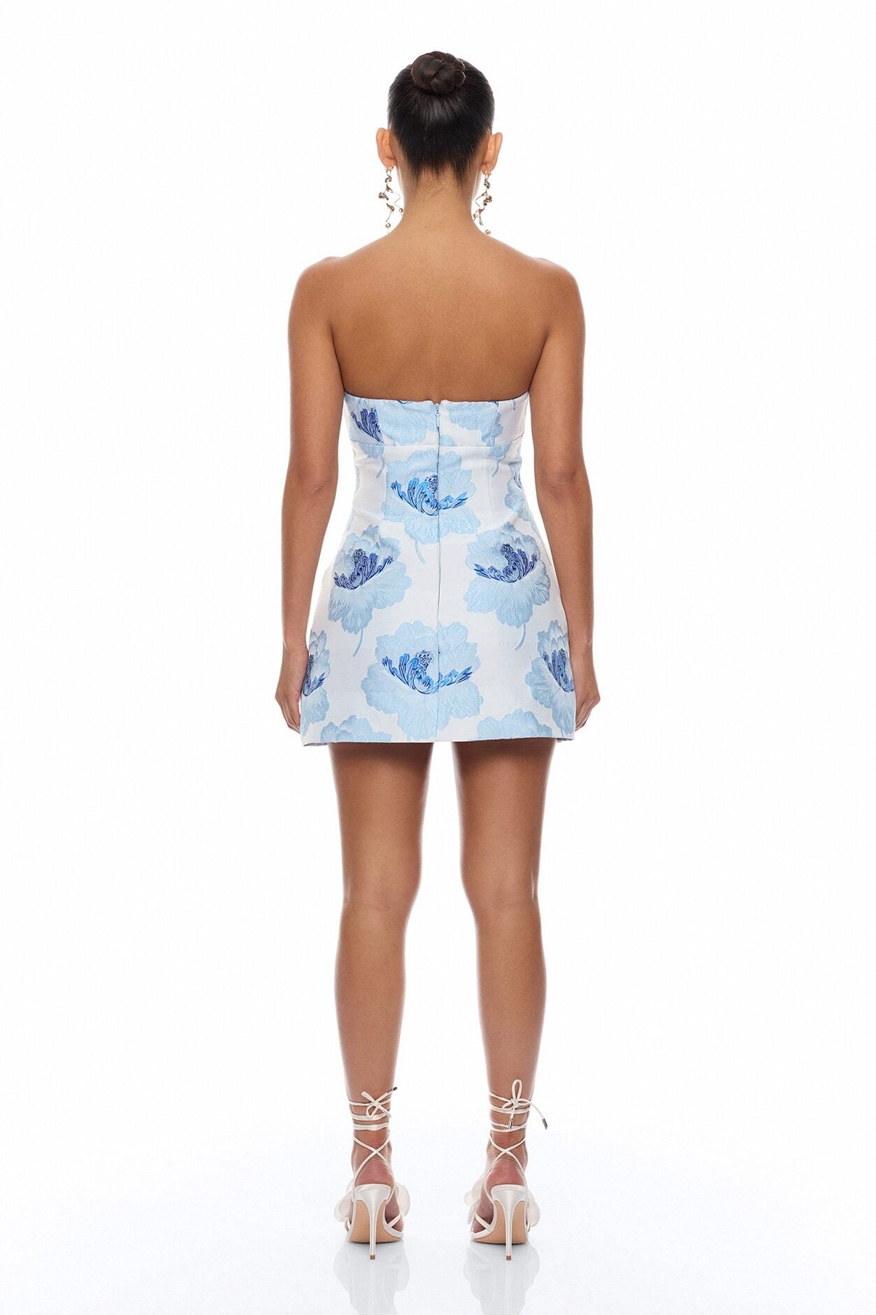 Fiora Strapless Jacquard Mini Dress - Blue image 4