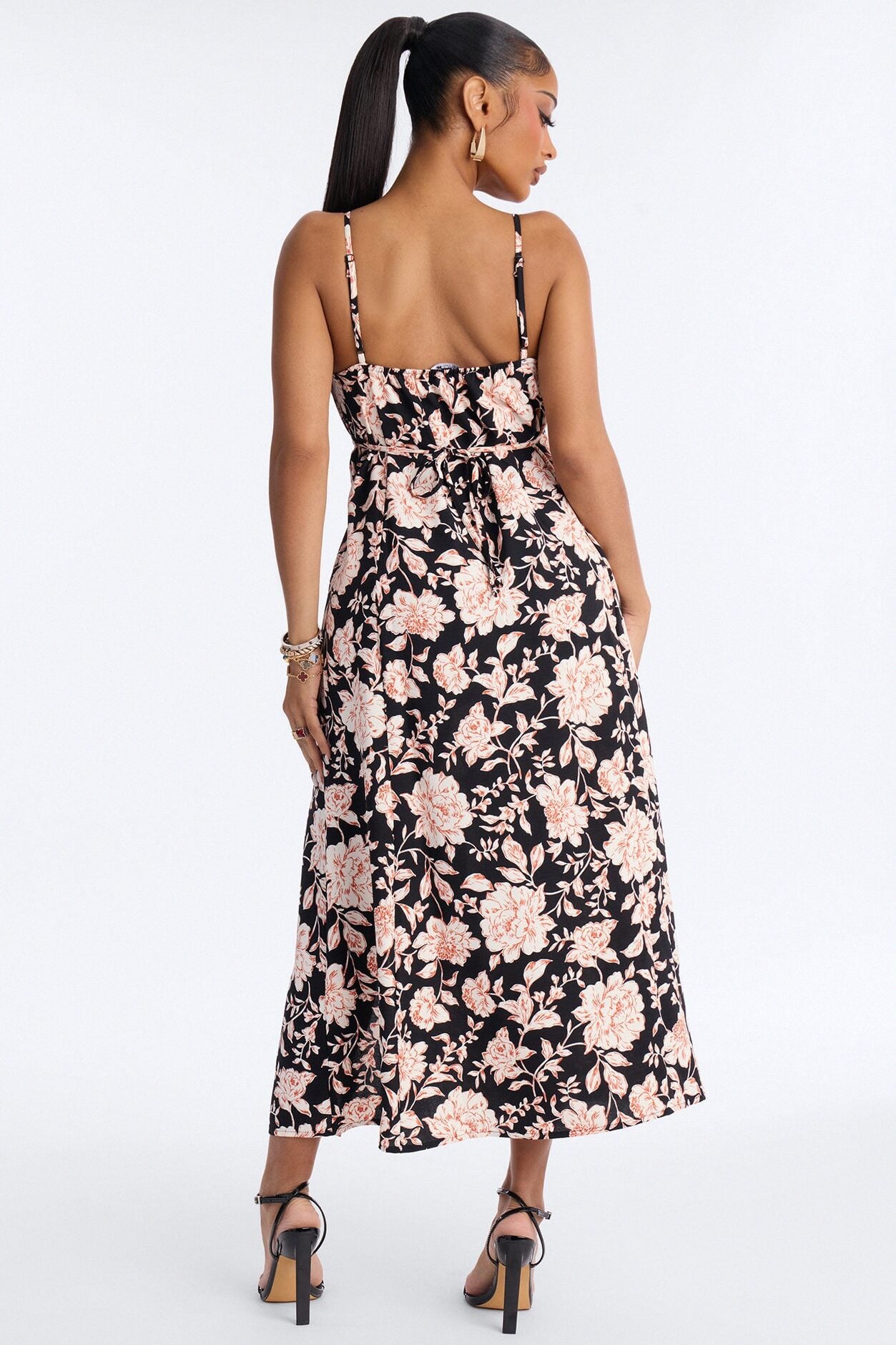 Sadie Sleeveless Floral Airflow Maxi Dress - Black image 4