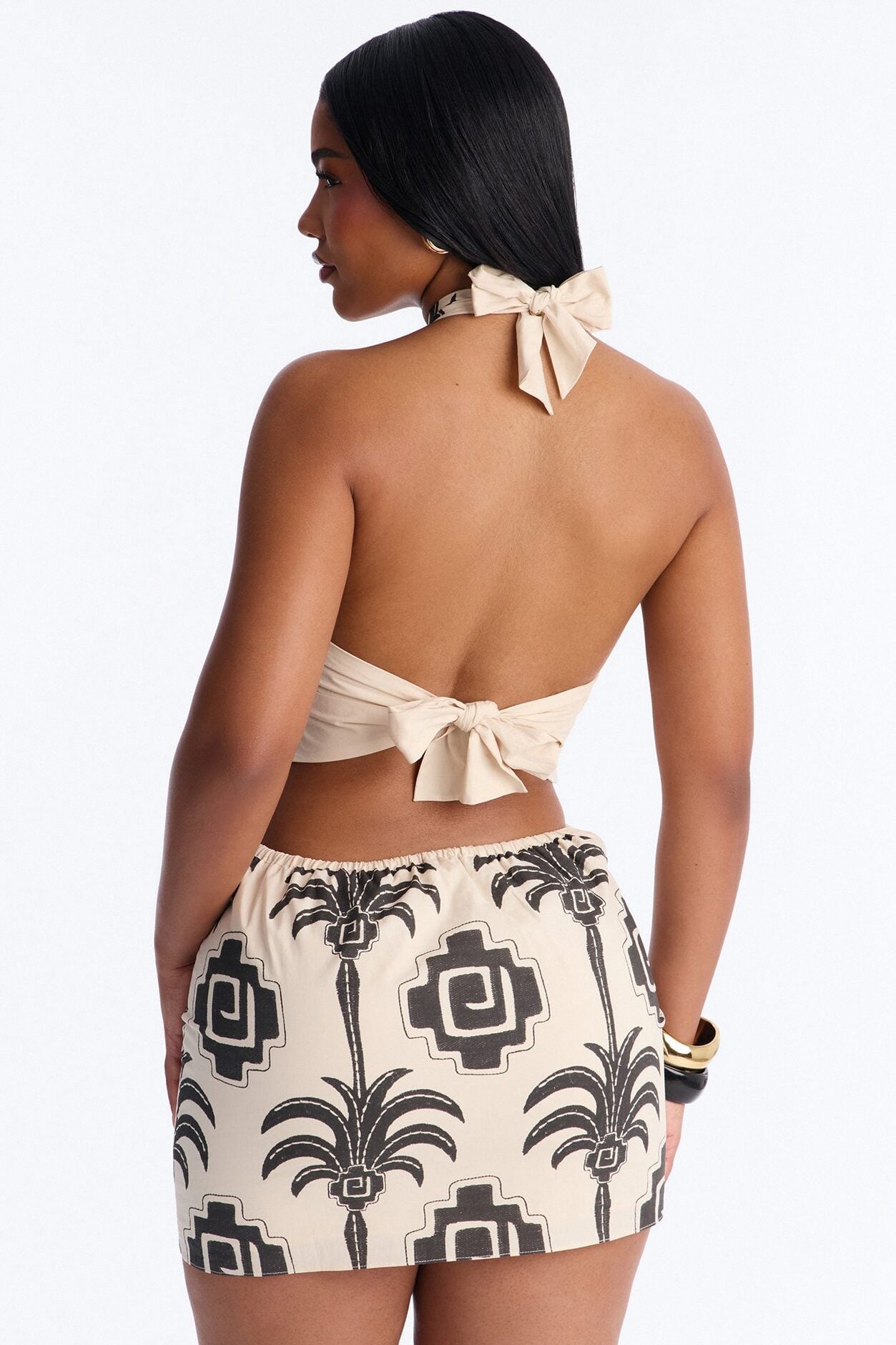 Dinae Halter Mini Dress - Cream/combo image 4