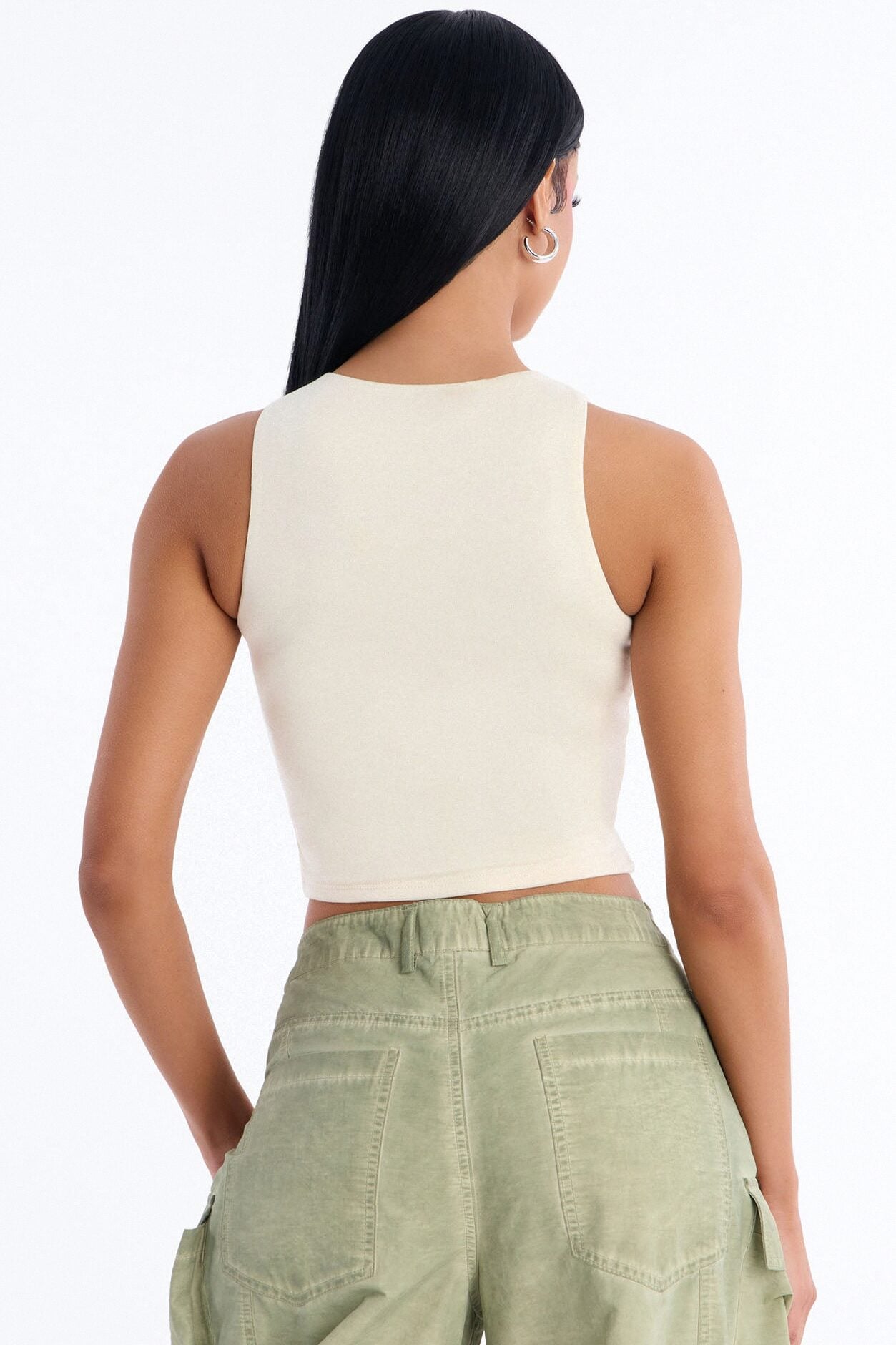 Amberly Double Lined Jersey Tank - Bone image 4