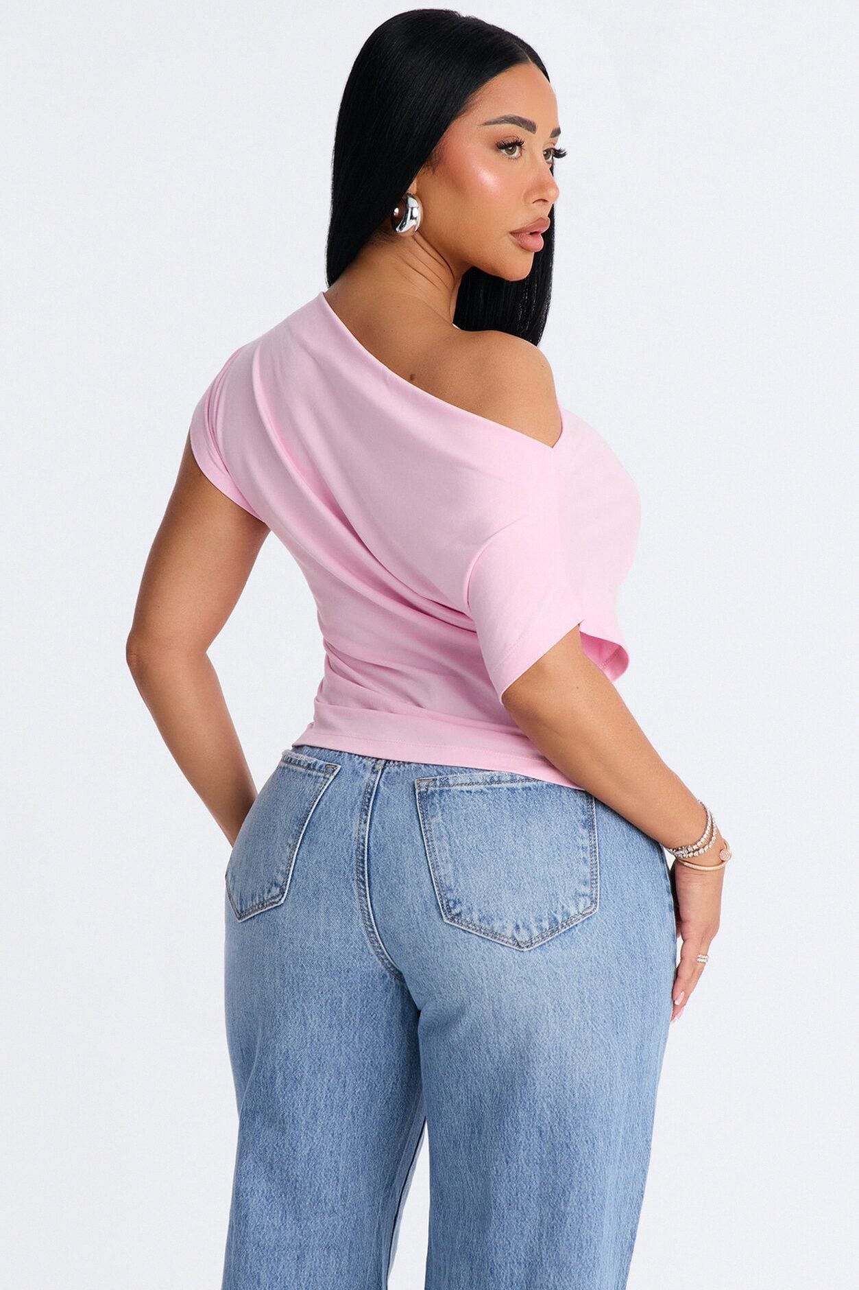 Eva Effortless One Shoulder Top - Pink image 3