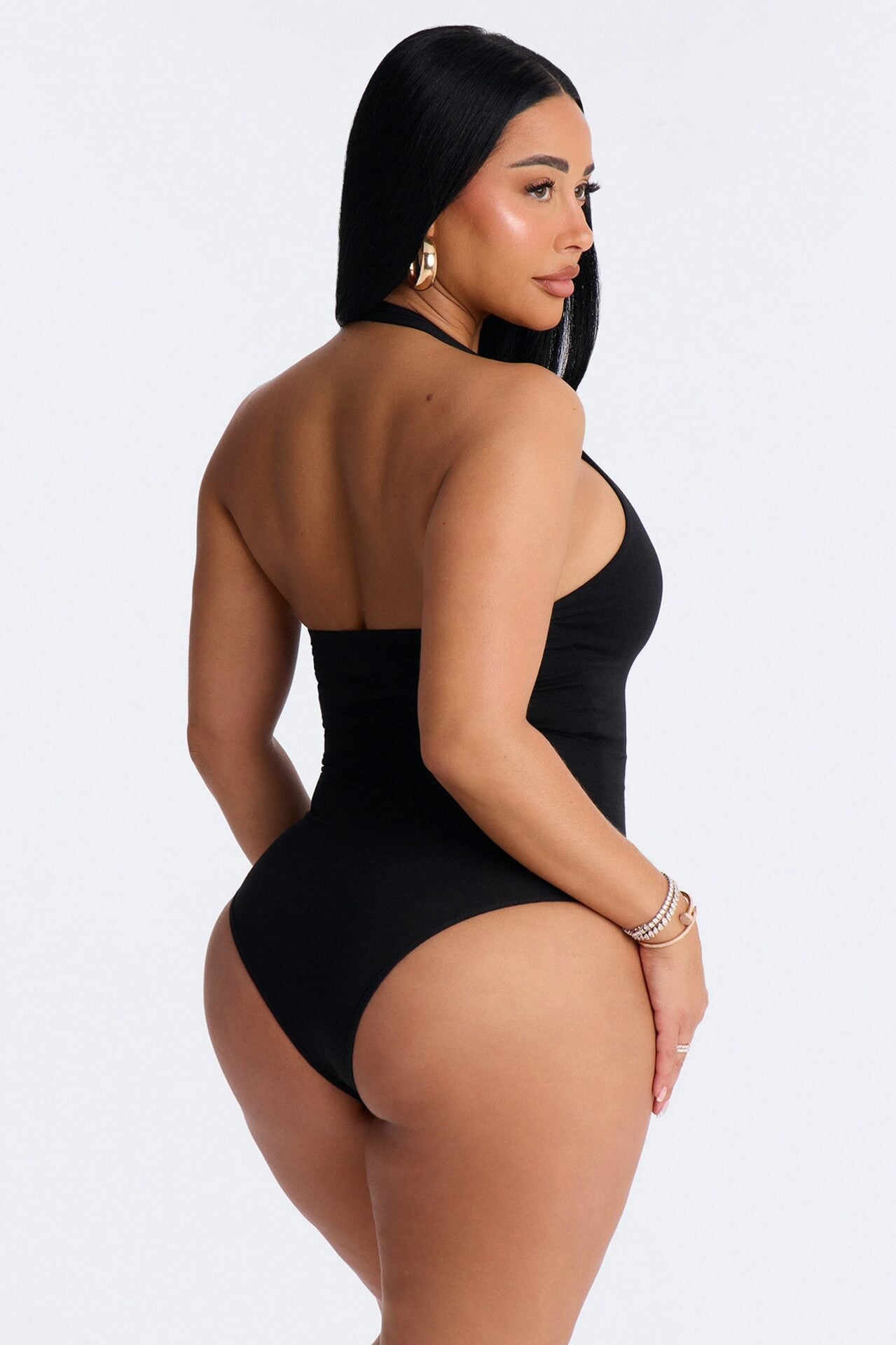 Kayla Double Lined Halter Bodysuit - Black image 4