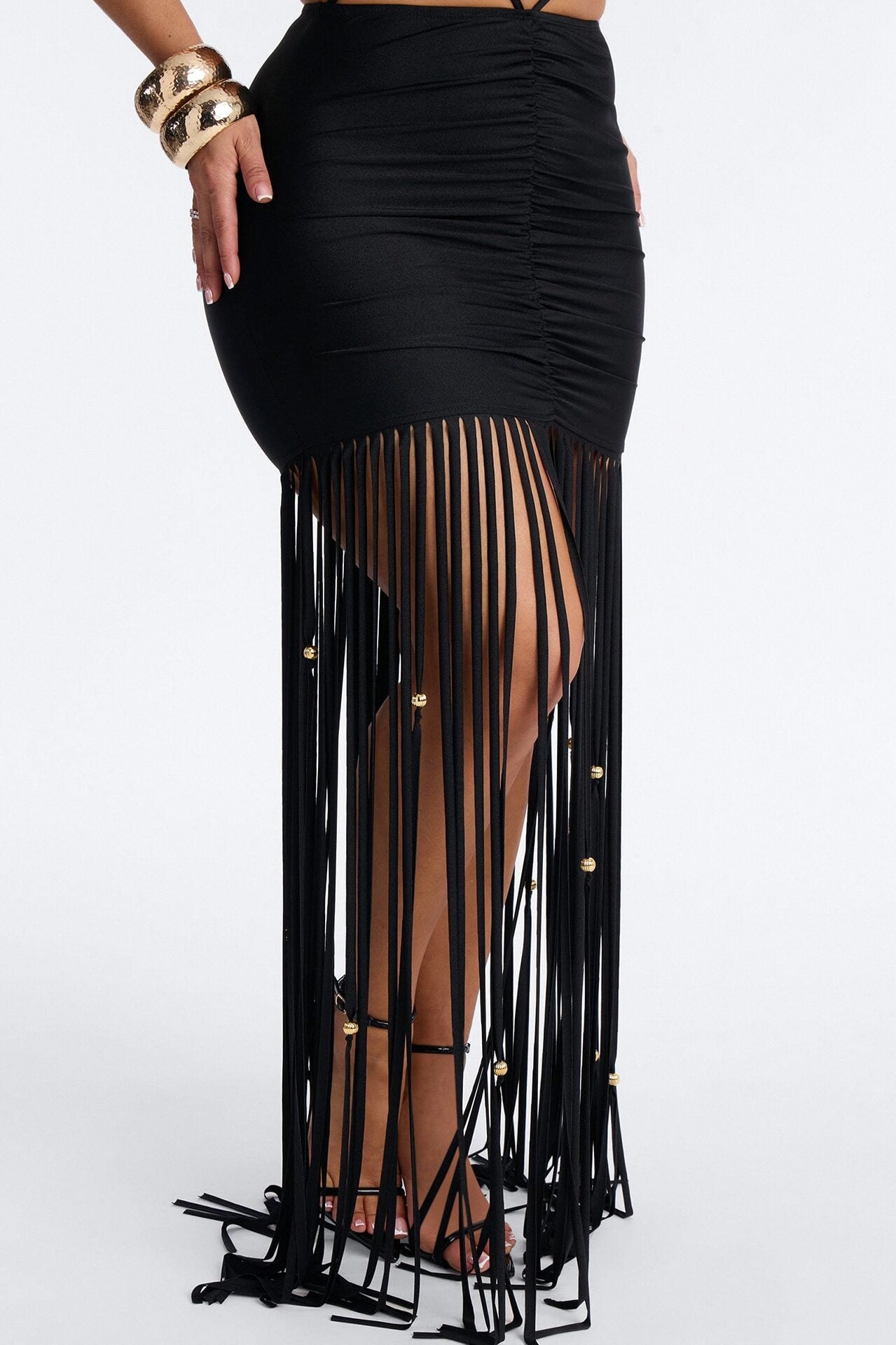 Summertime Muse Fringe Maxi Dress - Black image 3