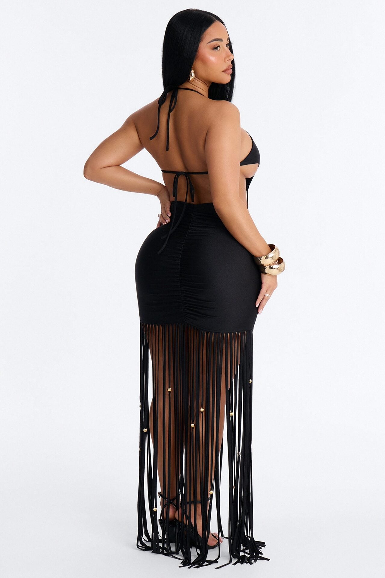 Summertime Muse Fringe Maxi Dress - Black image 4