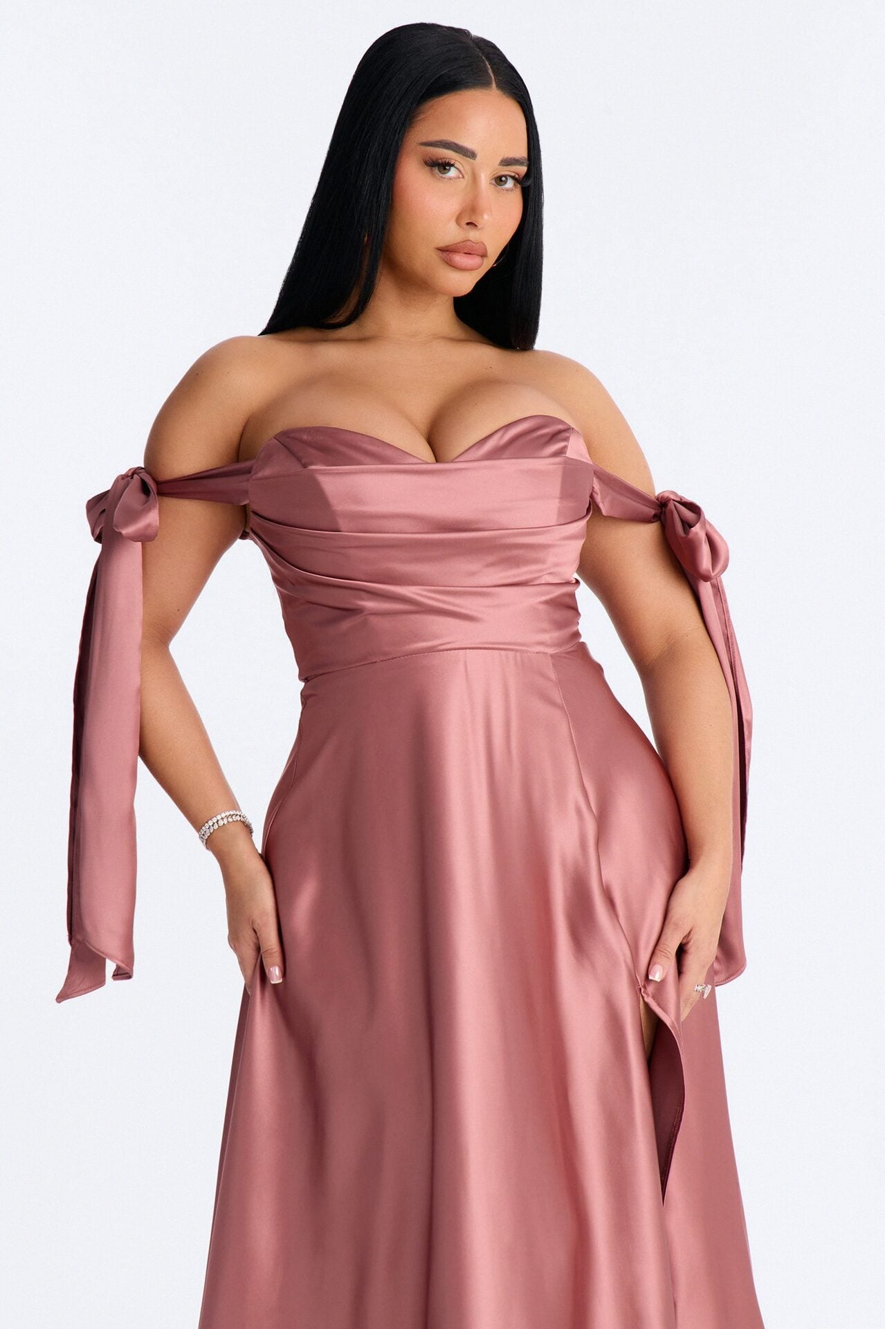 Sweet Intentions Satin Gown - Mocha image 2