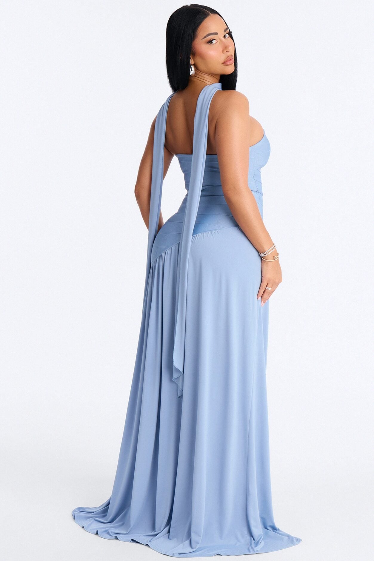 Amelia Drop Waist Bandage Gown - Dusty Blue image 3