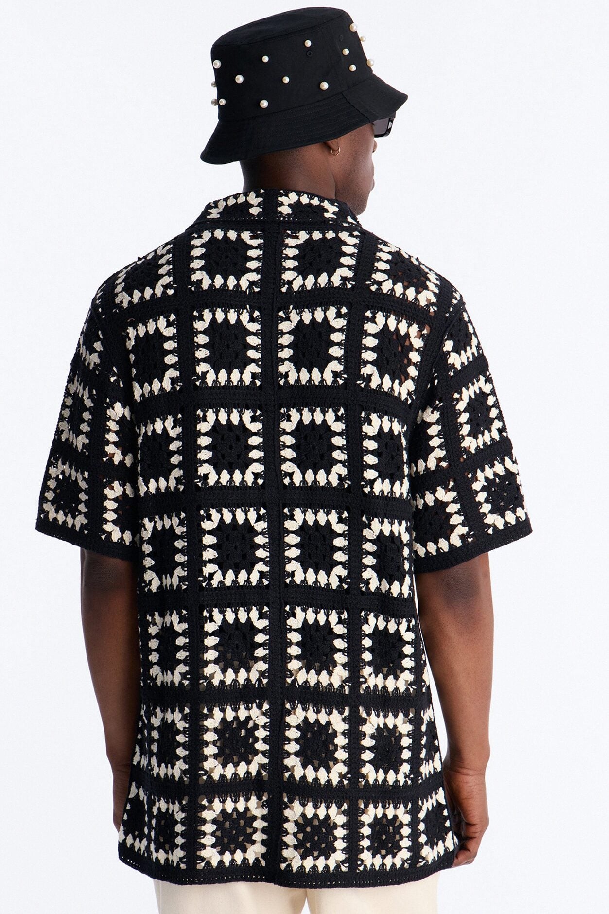 Coastal Crochet Button Up Shirt - Black image 5