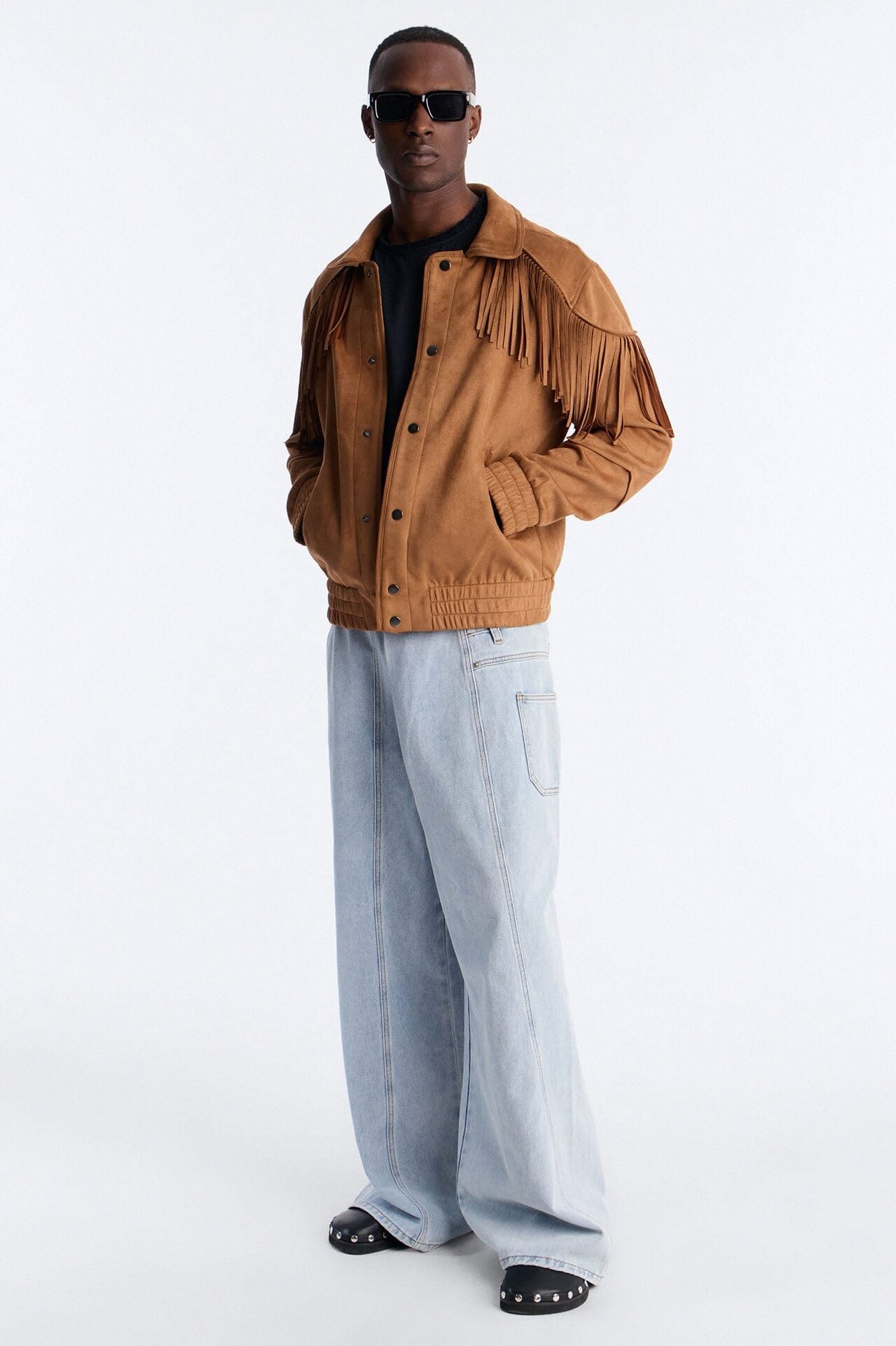 Fringed Festival Grounds Faux Suede Jacket - Camel image 2